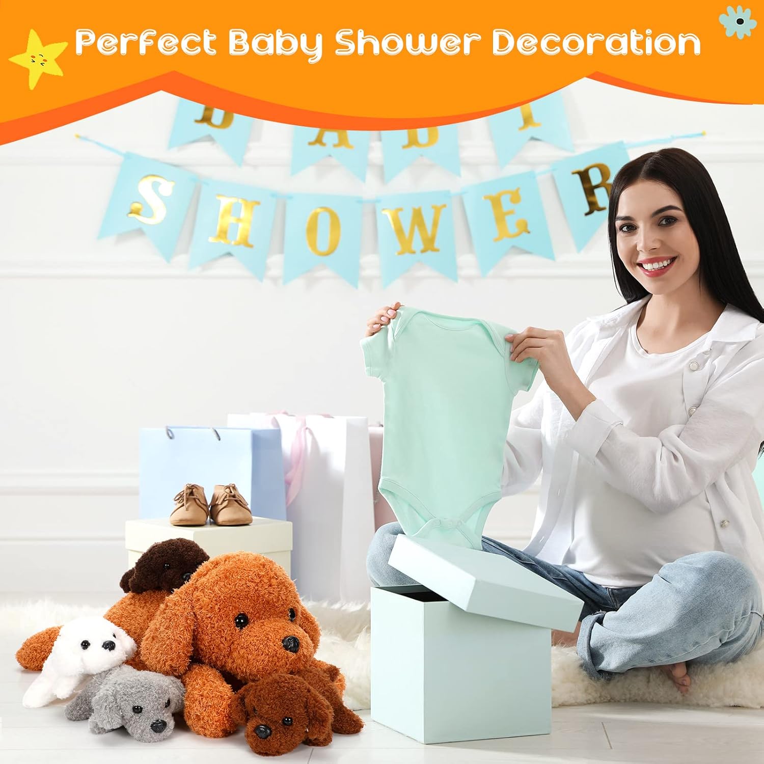 Skylety 5 Pcs Plush Dog Set with Cute Puppies
