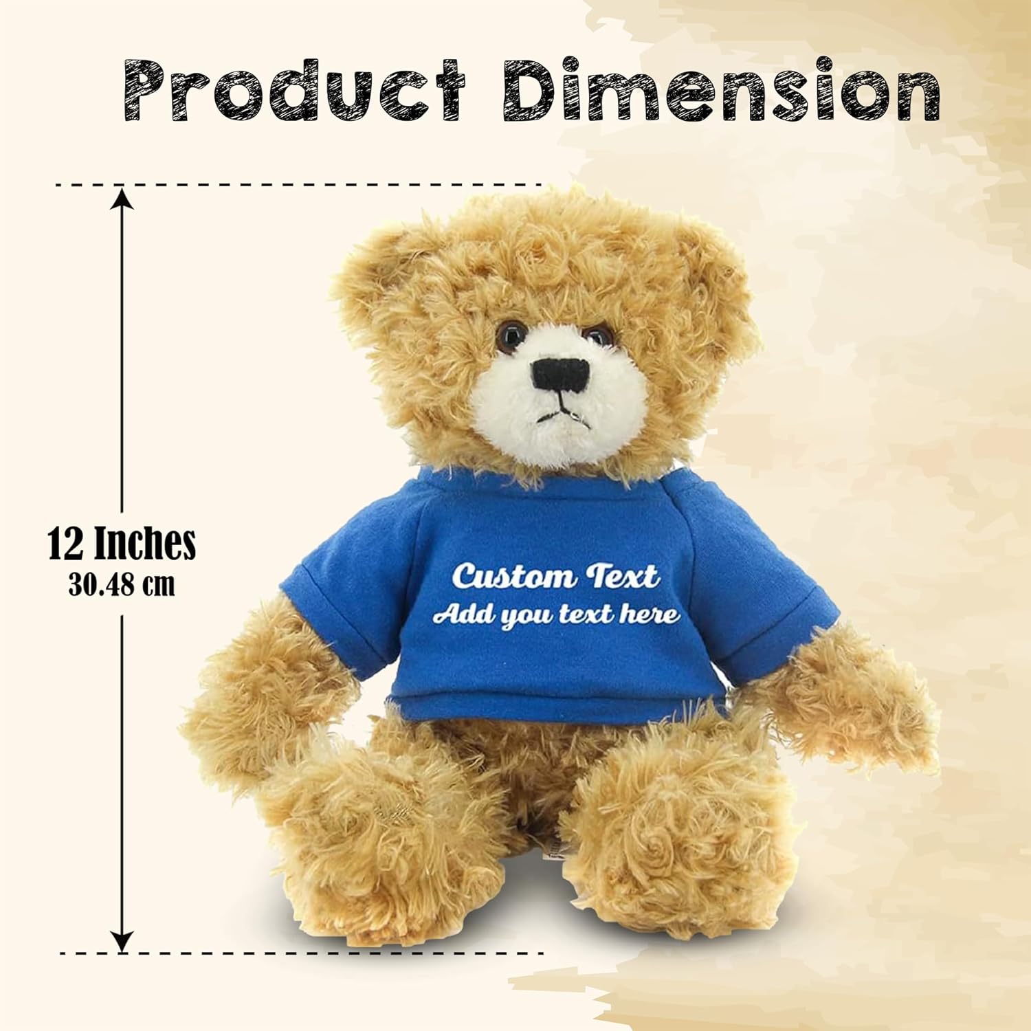 Customized Beige Brandon Bear 12 Inch Personalized Plush Toy