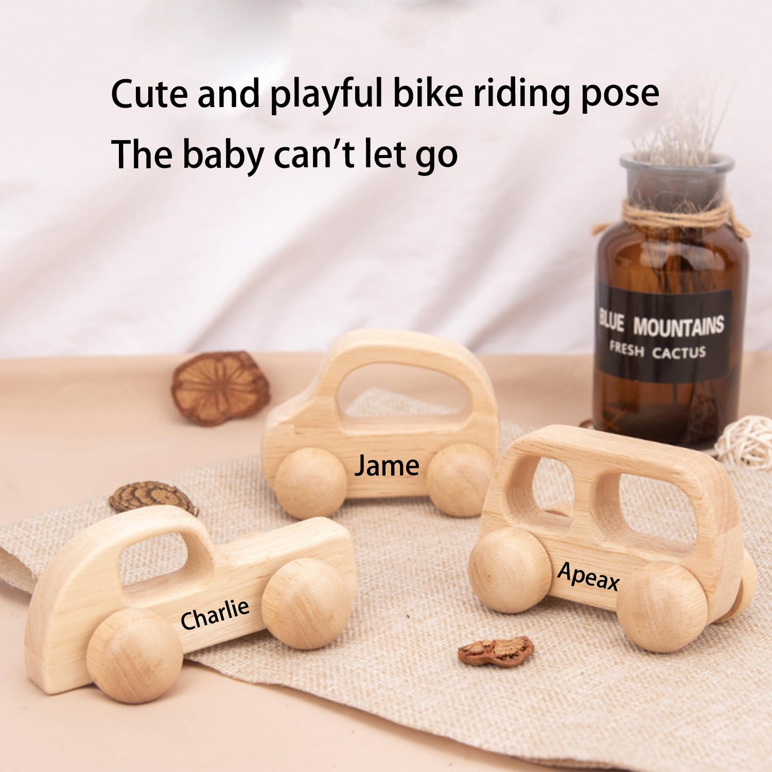 Personalized Name Wooden Toy Car for Toddlers 1-3
