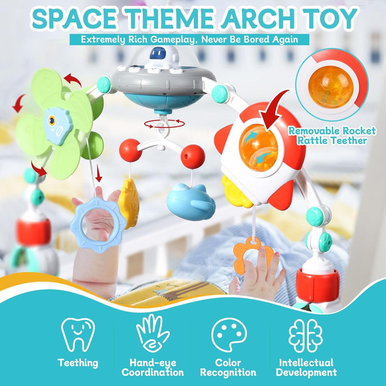 Orzbow Space Themed Stroller Arch Musical Toy