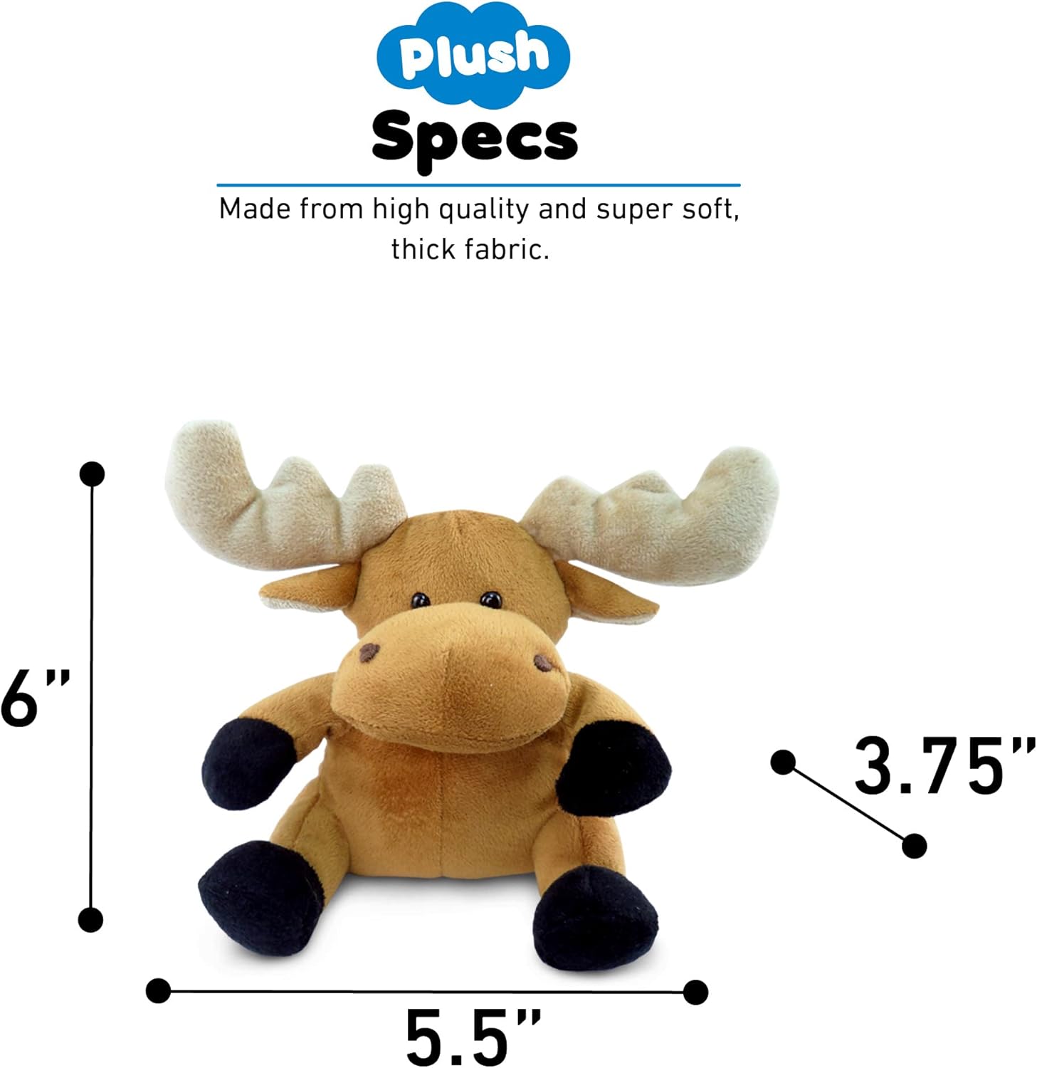 DolliBu Plush Moose Stuffed Animal - 6 Inches