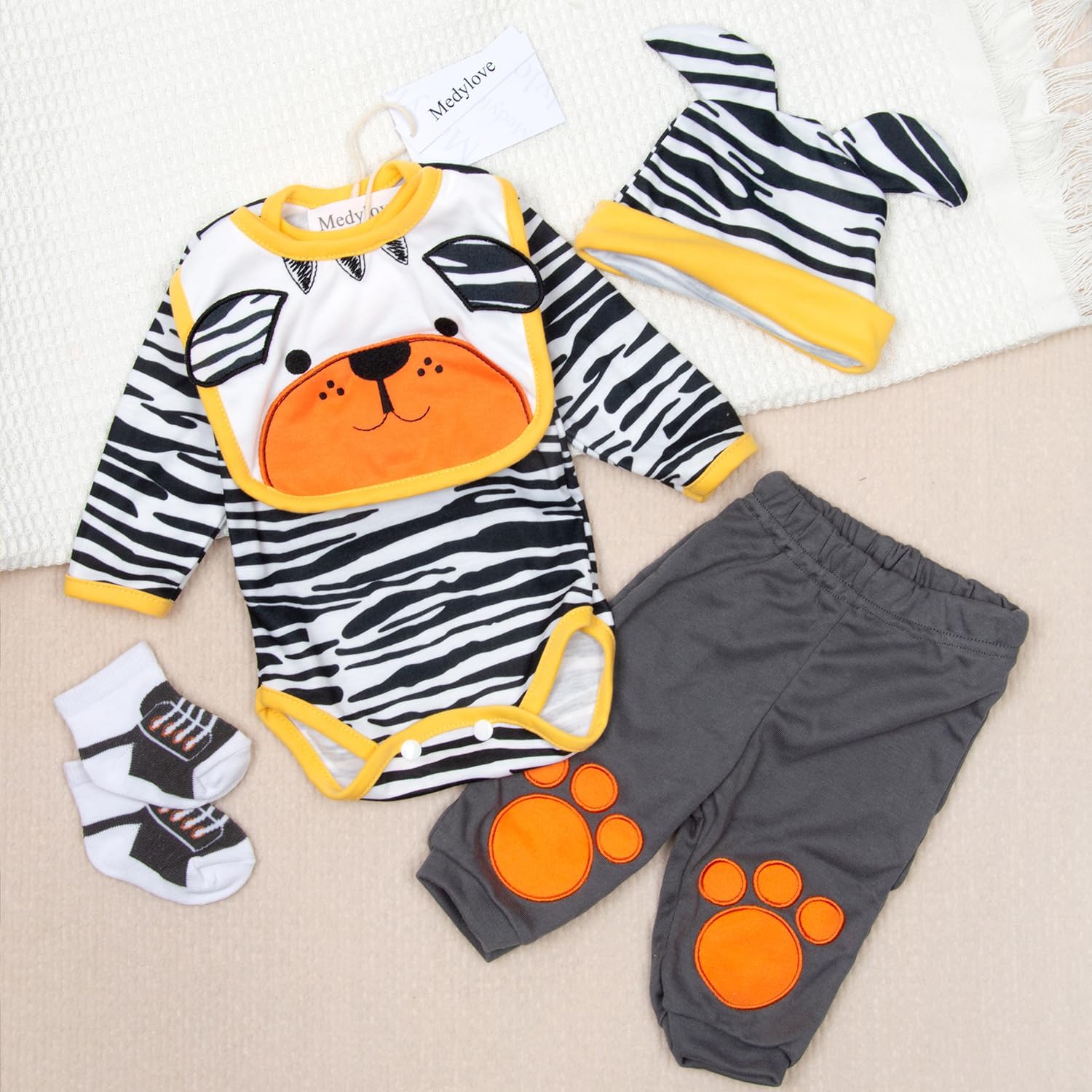 Medylove 22 Reborn Baby Boy Tiger Outfit 5 Pieces