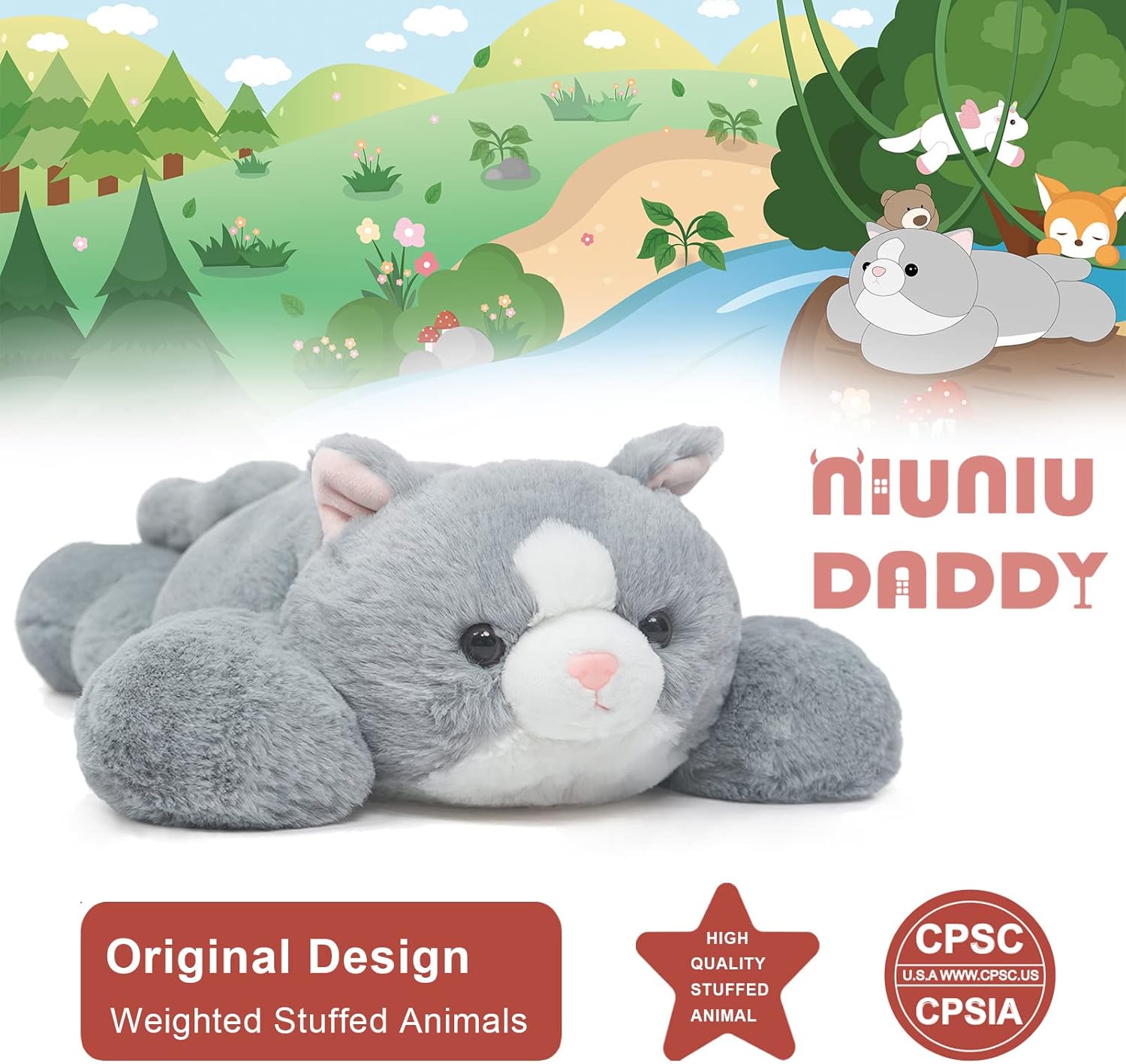 Niuniu Daddy 20 Weighted Cat Plush Pillow
