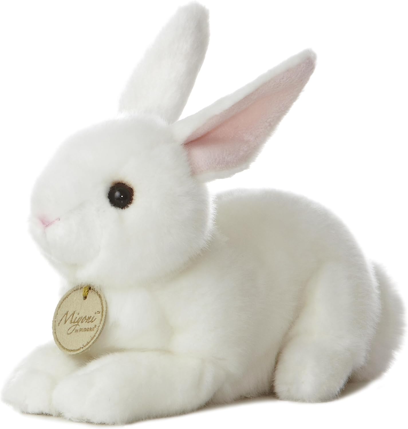 Aurora Realistic American White Rabbit Stuffed Animal - 8 Inches