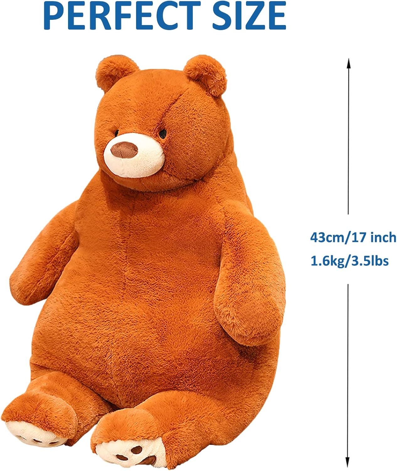 Ronivia Bear Weighted Plush Pillow 17 35 lbs Large Brown Bear Stuffed Animal