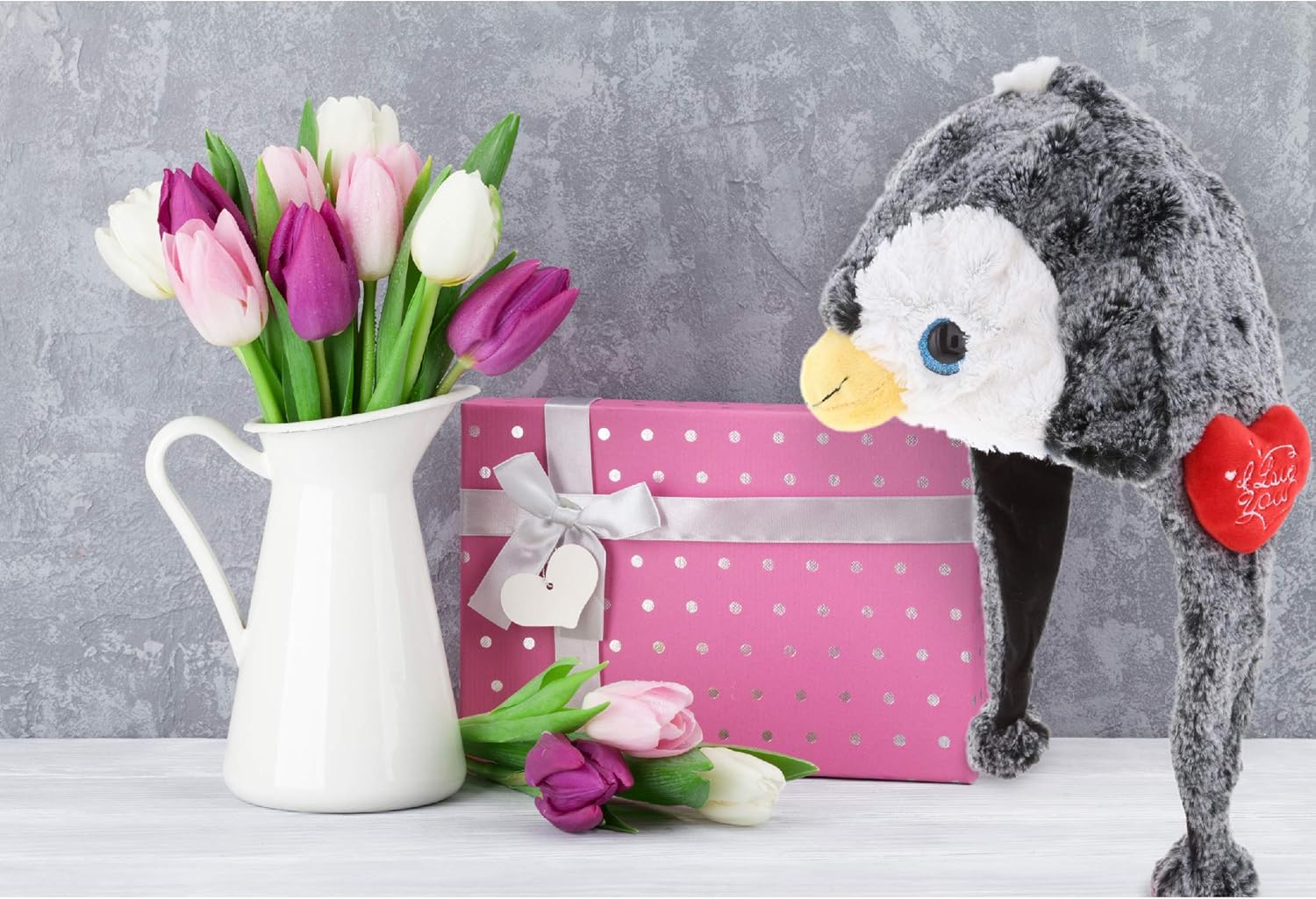 DolliBu I Love You Penguin Plush Hat with Name Personalization