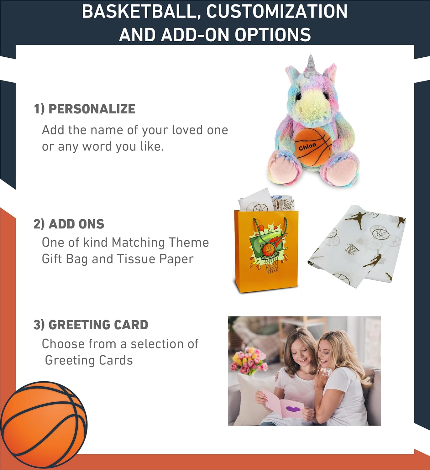 DolliBu Sitting Rainbow Unicorn Plush with Basketball - 10 Inches