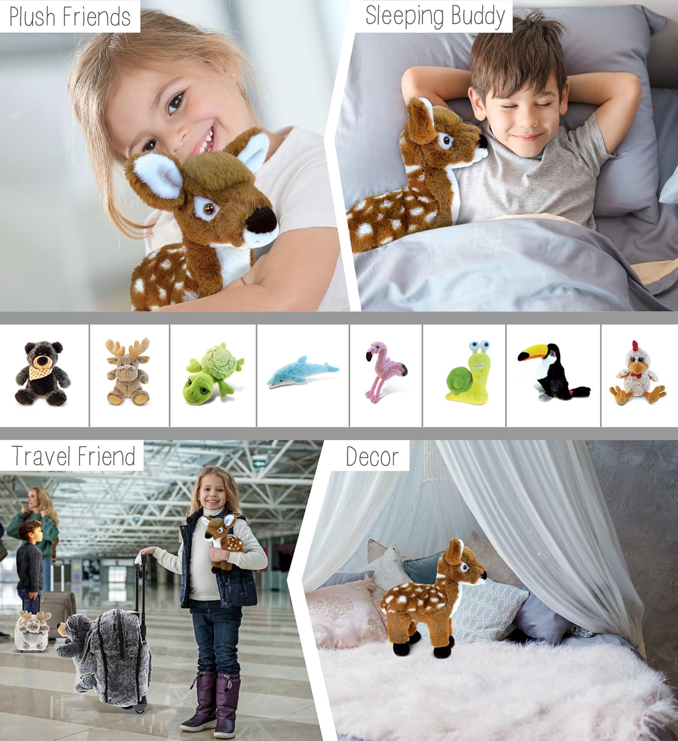 DolliBu Plush Deer - Super Soft Huggable 125 Inch Standing Deer Toy