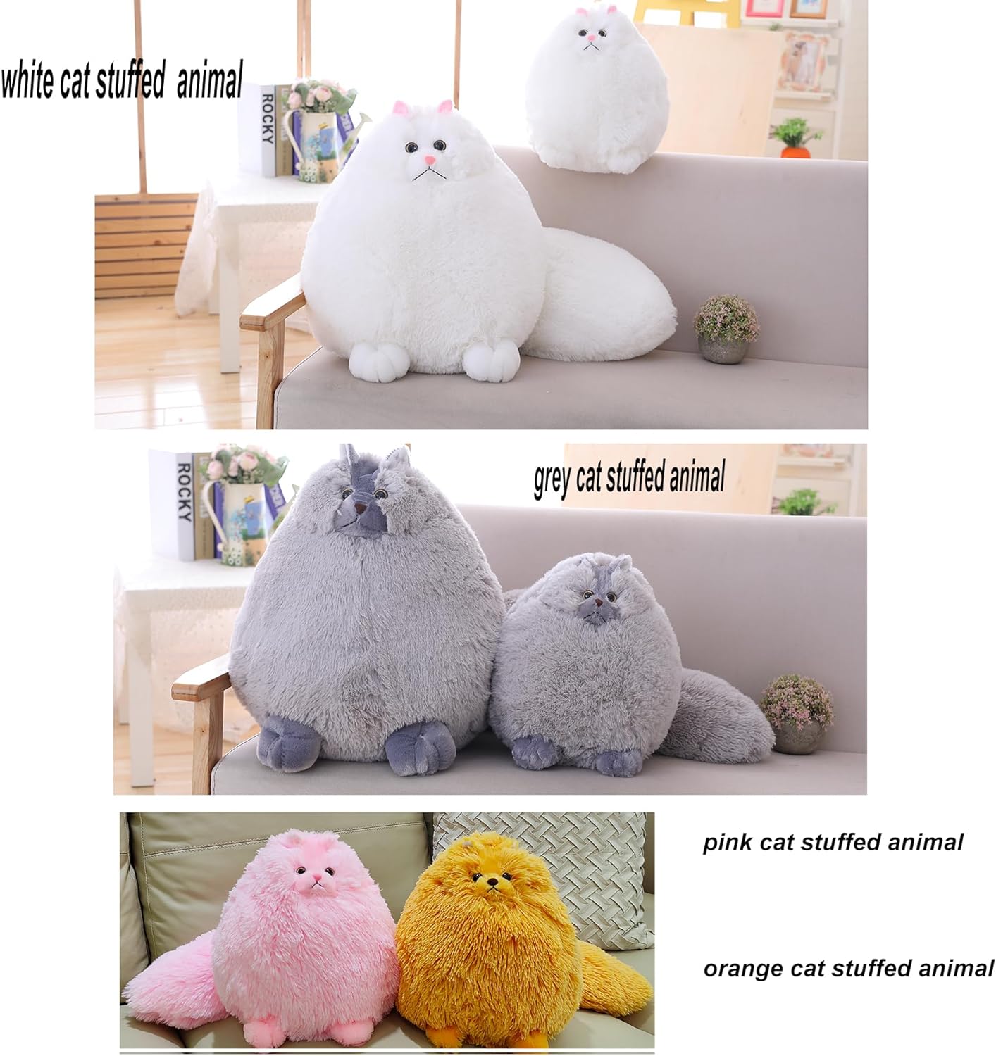 Winsterch Gray Fat Cat Plushie 10 Inches