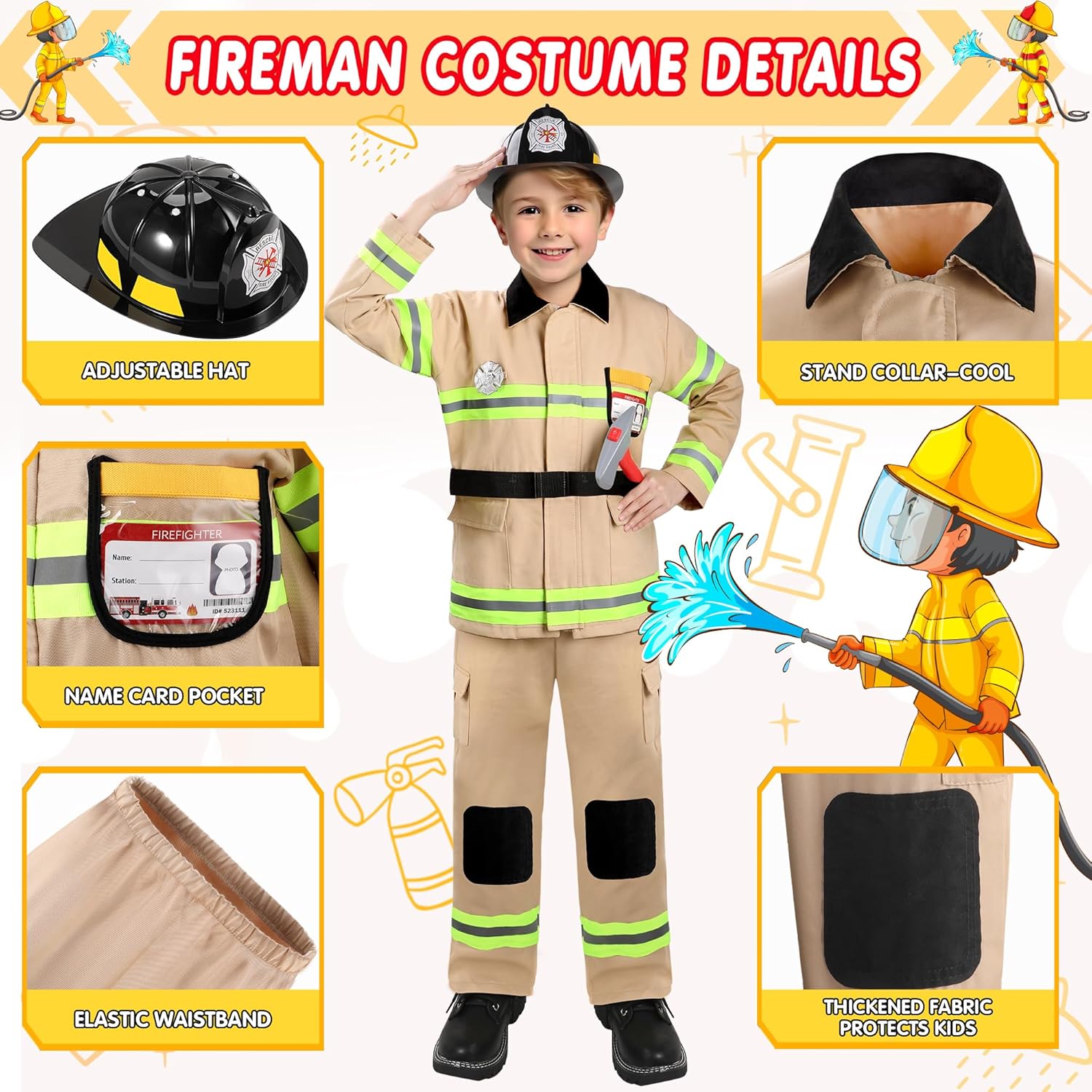 GIFTINBOX Firefighter Costume for Boys with Accessories