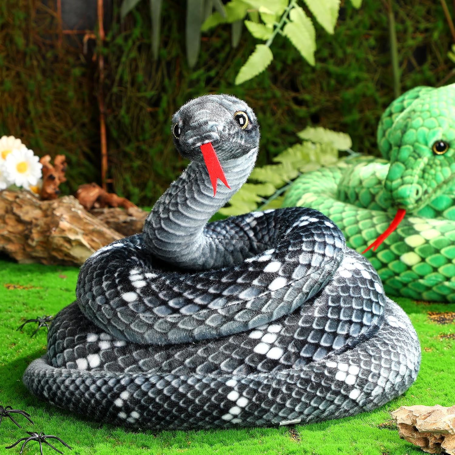 Hiboom Giant Snake Plush Toy 71 Inch Black Gray 1