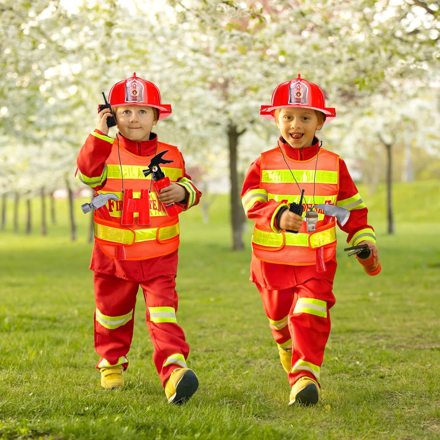 Noamus 18 Pcs Fireman Costume Kids Set