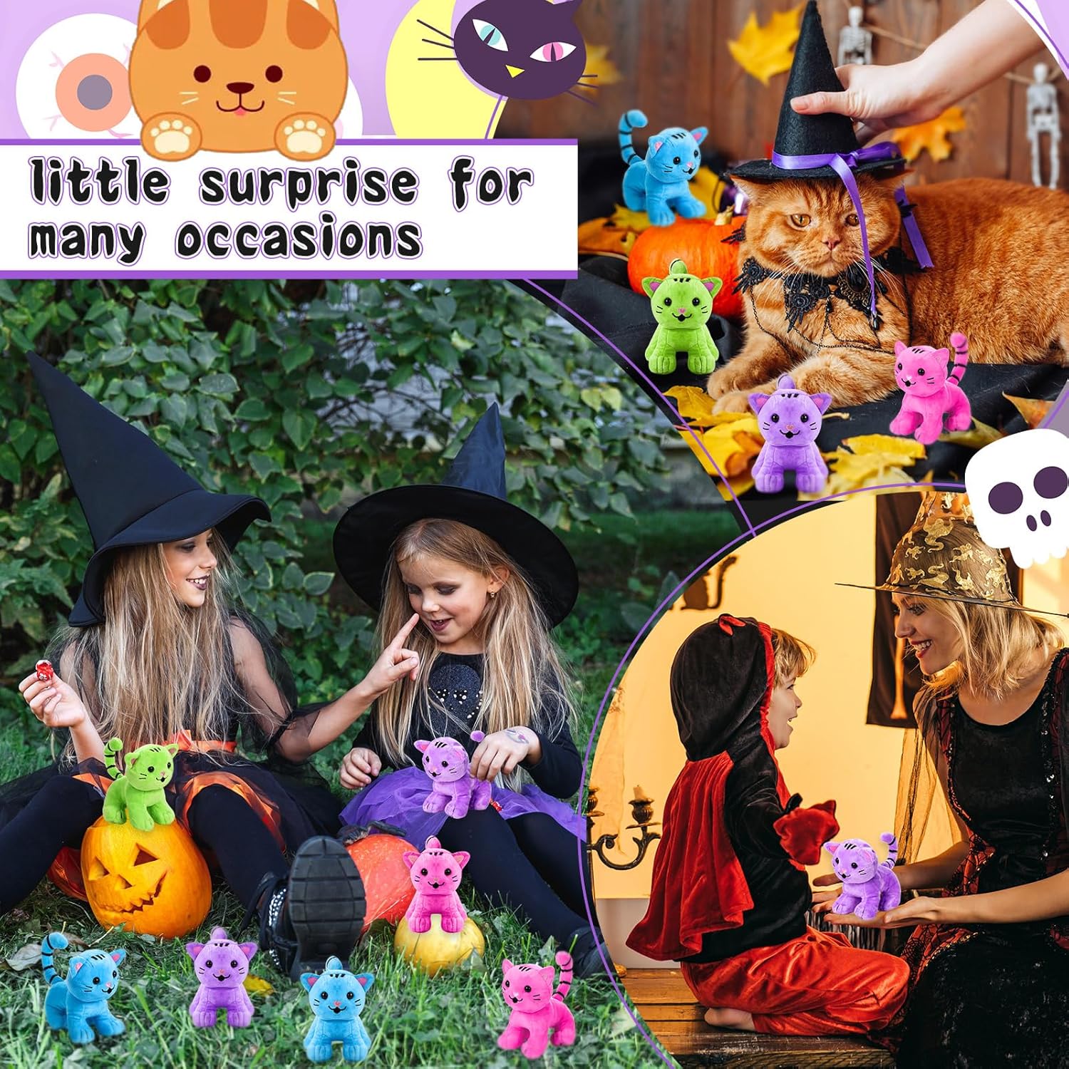 Jenaai 8 Pcs Halloween Cat Plush Set 1