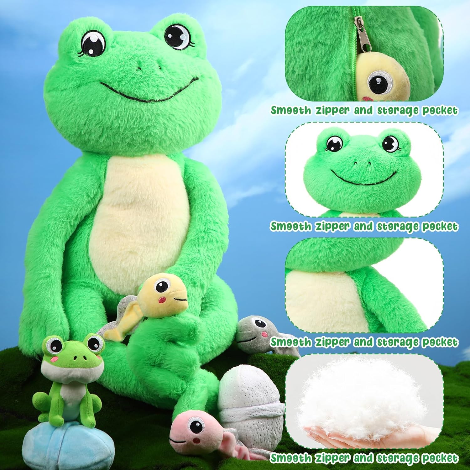 Syhood 7 Pcs Frog Plush Toy Set for Kids 1