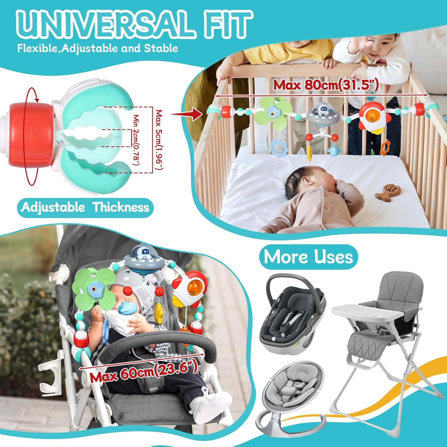 Orzbow Space Themed Stroller Arch Musical Toy