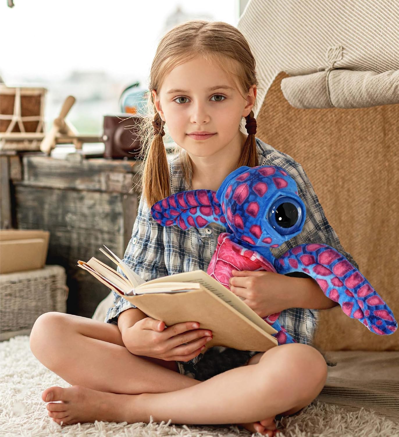 DolliBu Pink Sea Turtle Plush Stuffed Animal 10 Inches