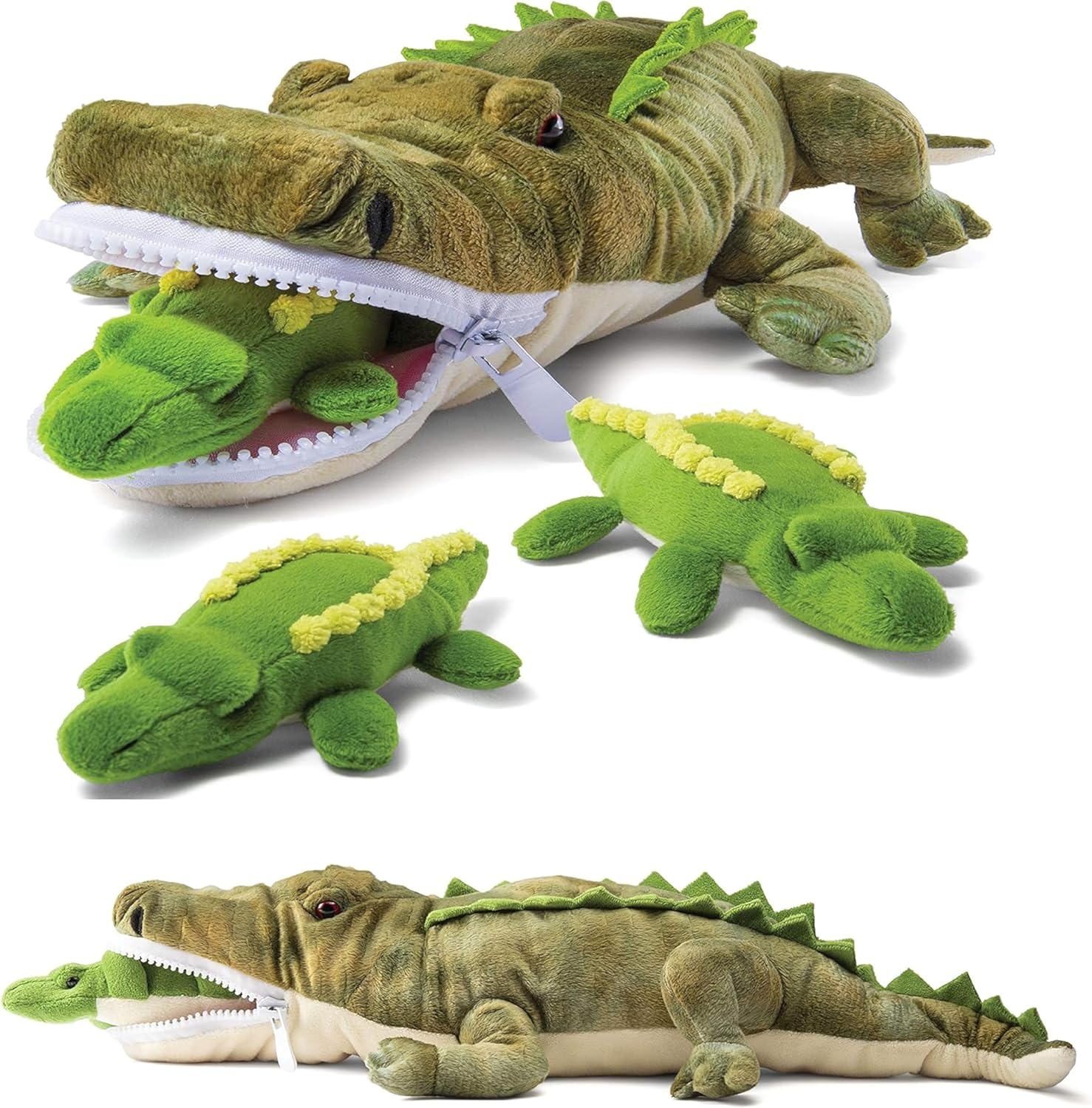 PREXTEX Stuffed Alligator with 3 Baby Alligators