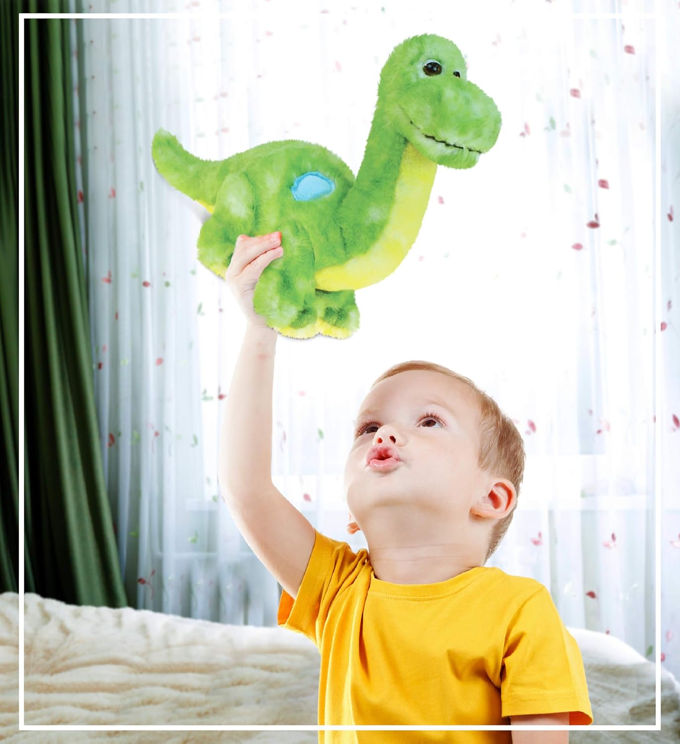 Puzzled DolliBu Plush Dinosaur - 10 Inch Soft Huggable Green Toy