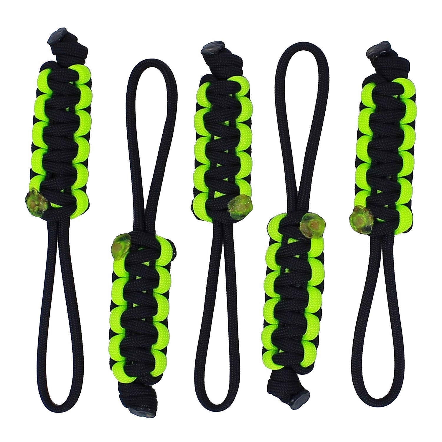 BGTV BubbasGarageTv Large Heavy Duty Paracord Zipper Pulls - Lime Green