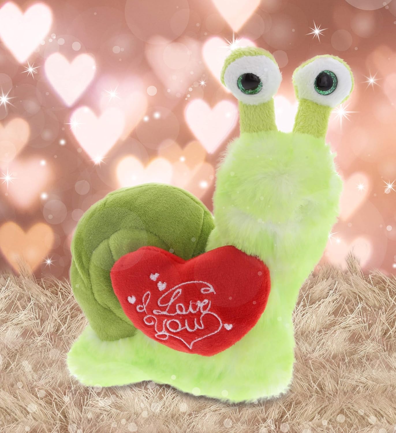 DolliBu I Love You Valentine Green Snail Plush Toy