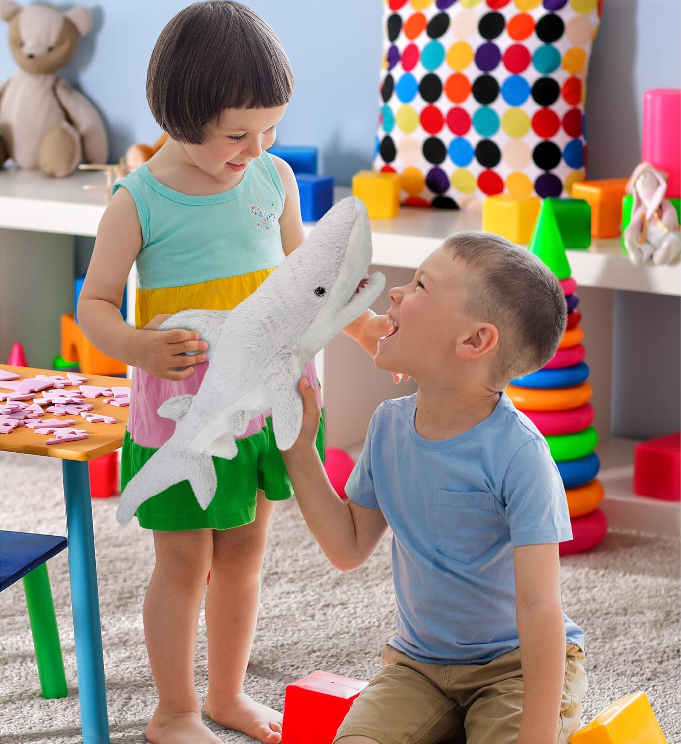 DolliBu Plush Shark - 23 Inch Soft Huggable Toy