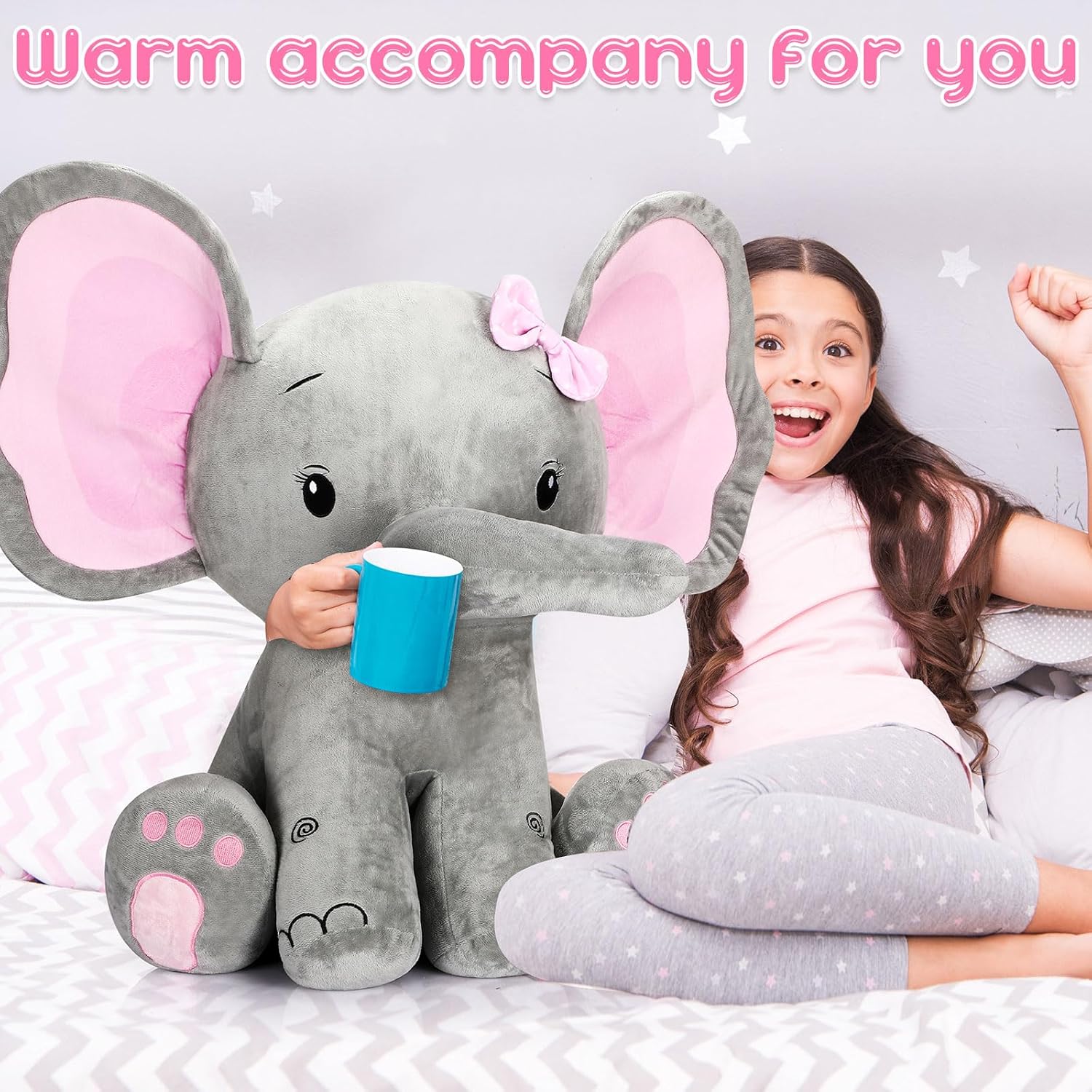 Jenaai 24 Inch Giant Plush Elephant for Kids