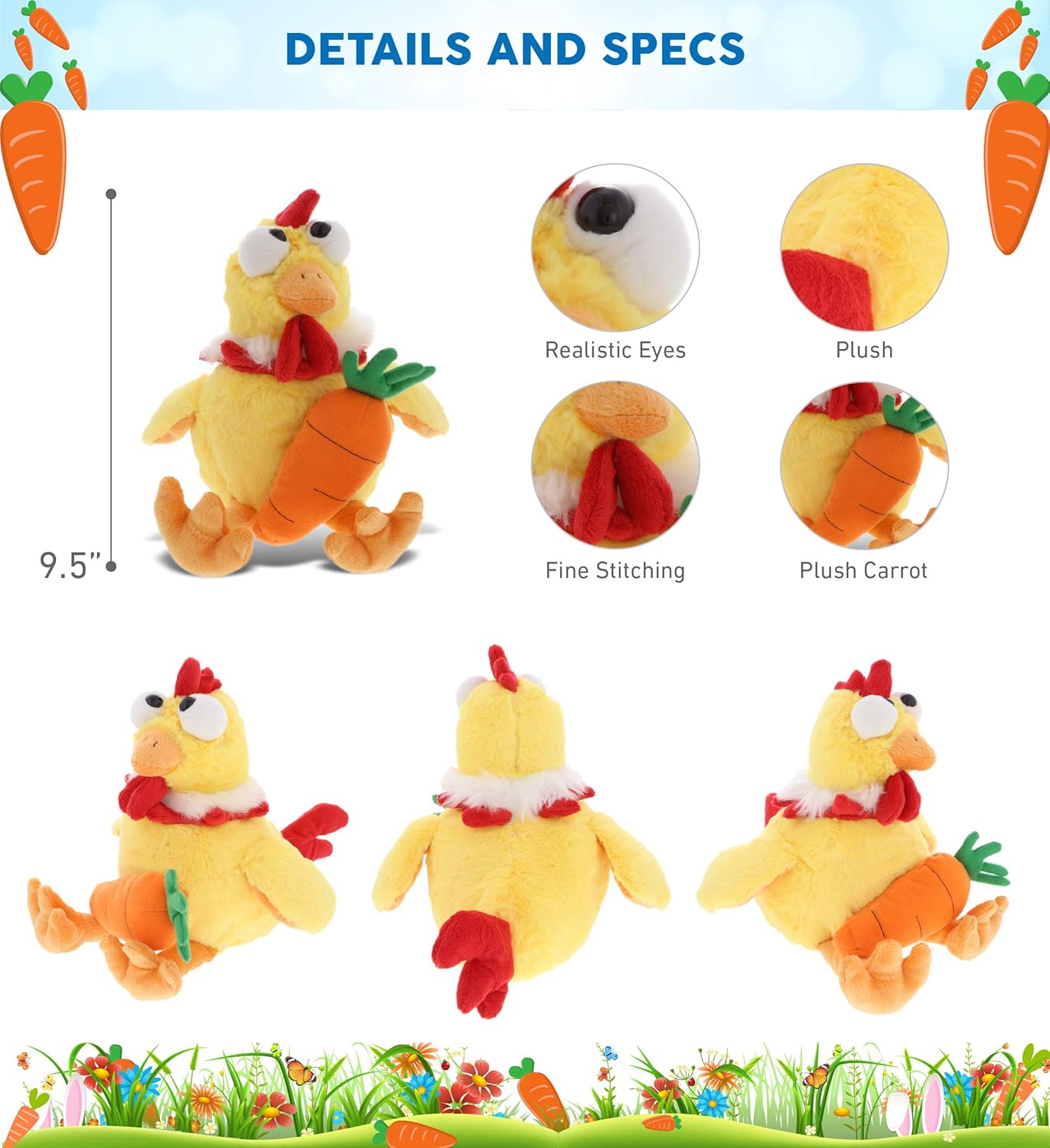 DolliBu Easter Happy Rooster Plush Toy - 105 Inches