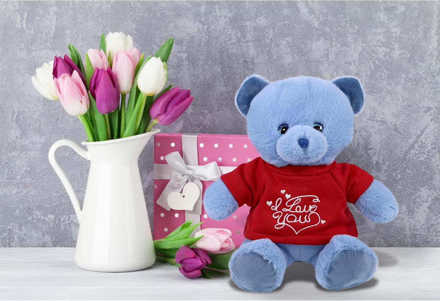 DolliBu I Love You Baby Blue Bear Plush - 8 Inches