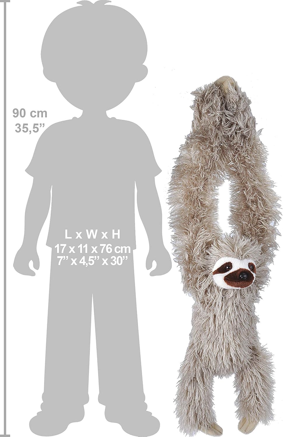 Wild Republic Hanging 3 Toed Sloth Plush 30 Inches