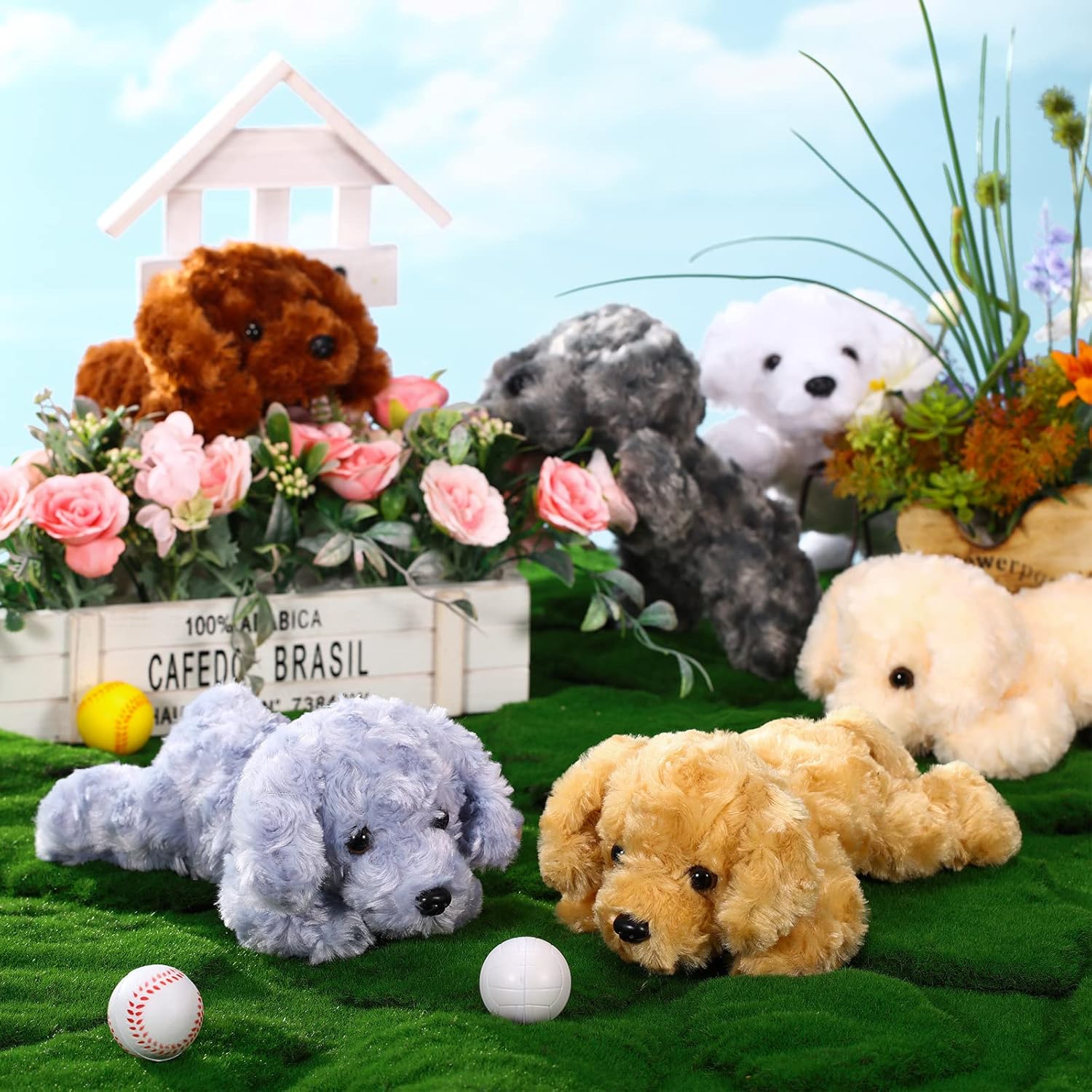 Harrycle 6 Pcs 8 Inch Plush Dog Pillow Toy Set