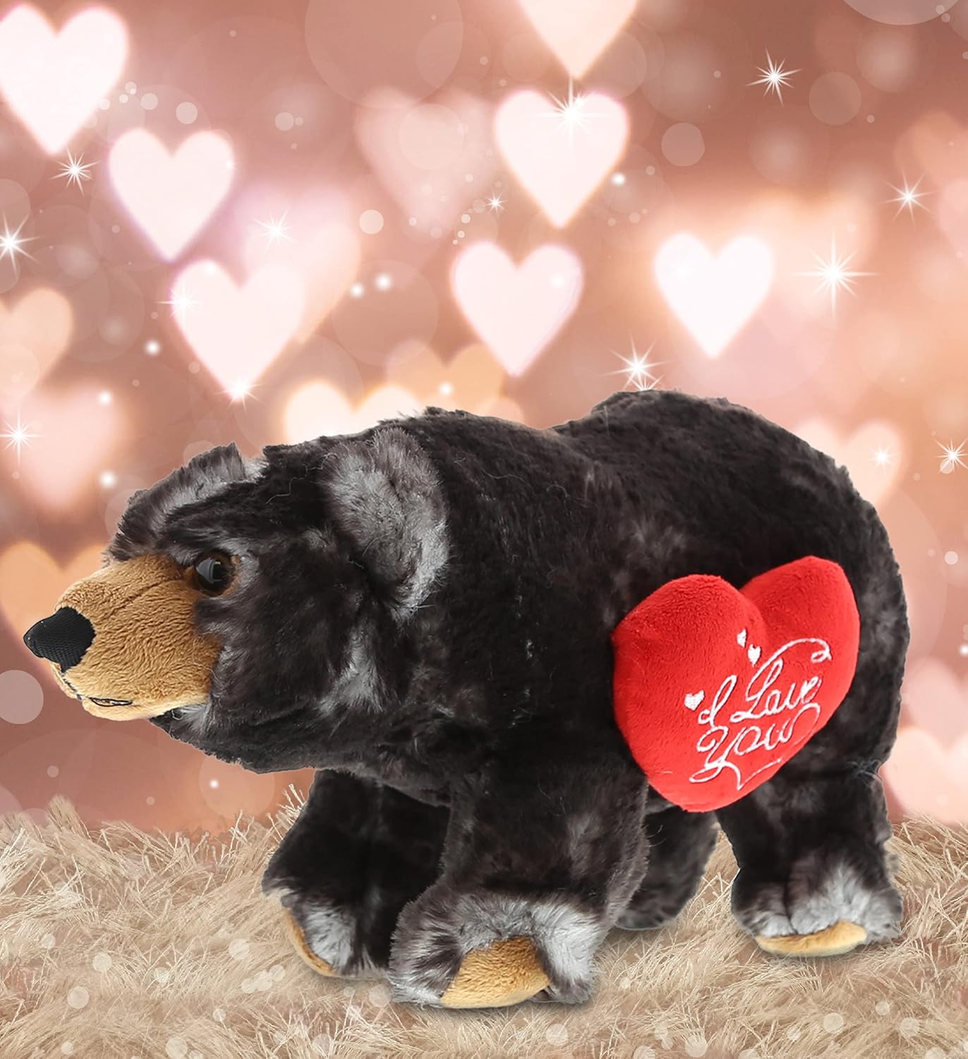 DolliBu Personalized Valentine Wild Black Bear Plush Toy