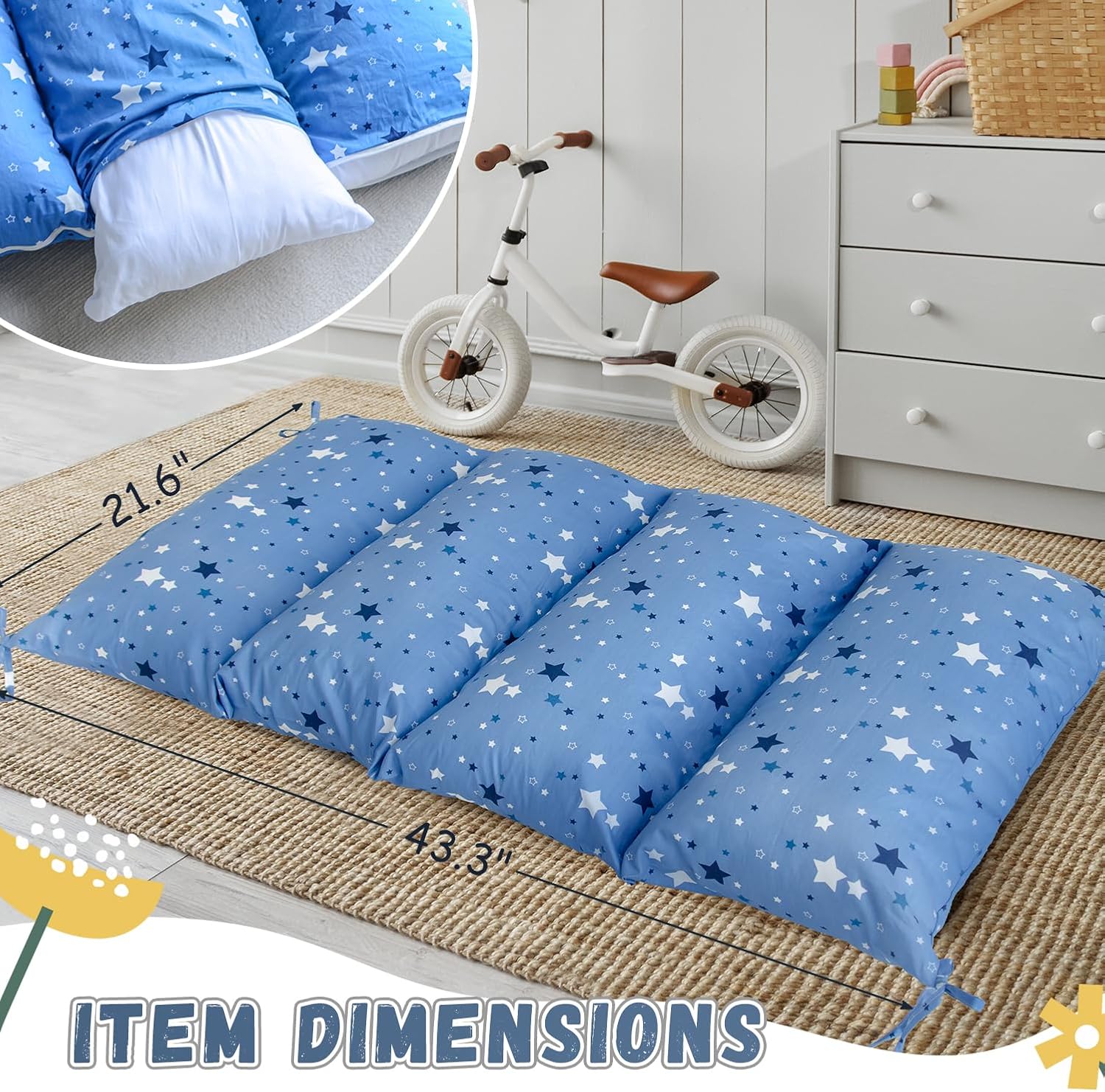 Sherilyn Floor Cushion Rocker with Pillow and Cover
