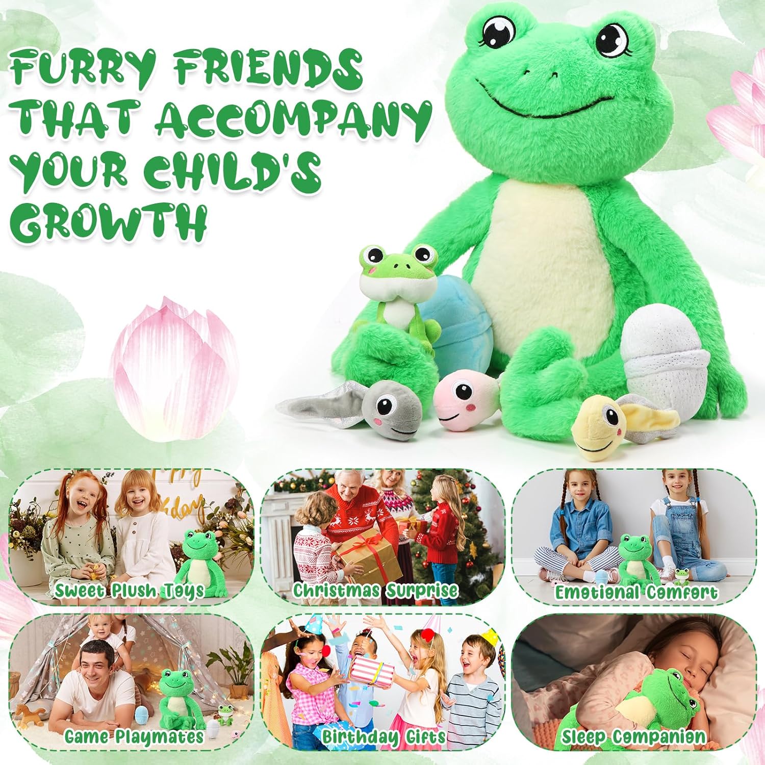 Syhood 7 Pcs Frog Plush Toy Set for Kids 1