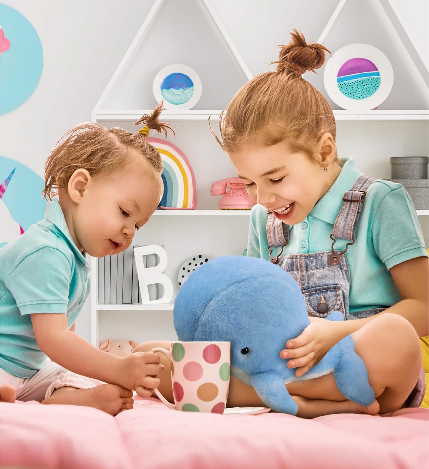 DolliBu Plush Whale Toy - Soft Blue 13 Inch Huggable Stuffed Animal