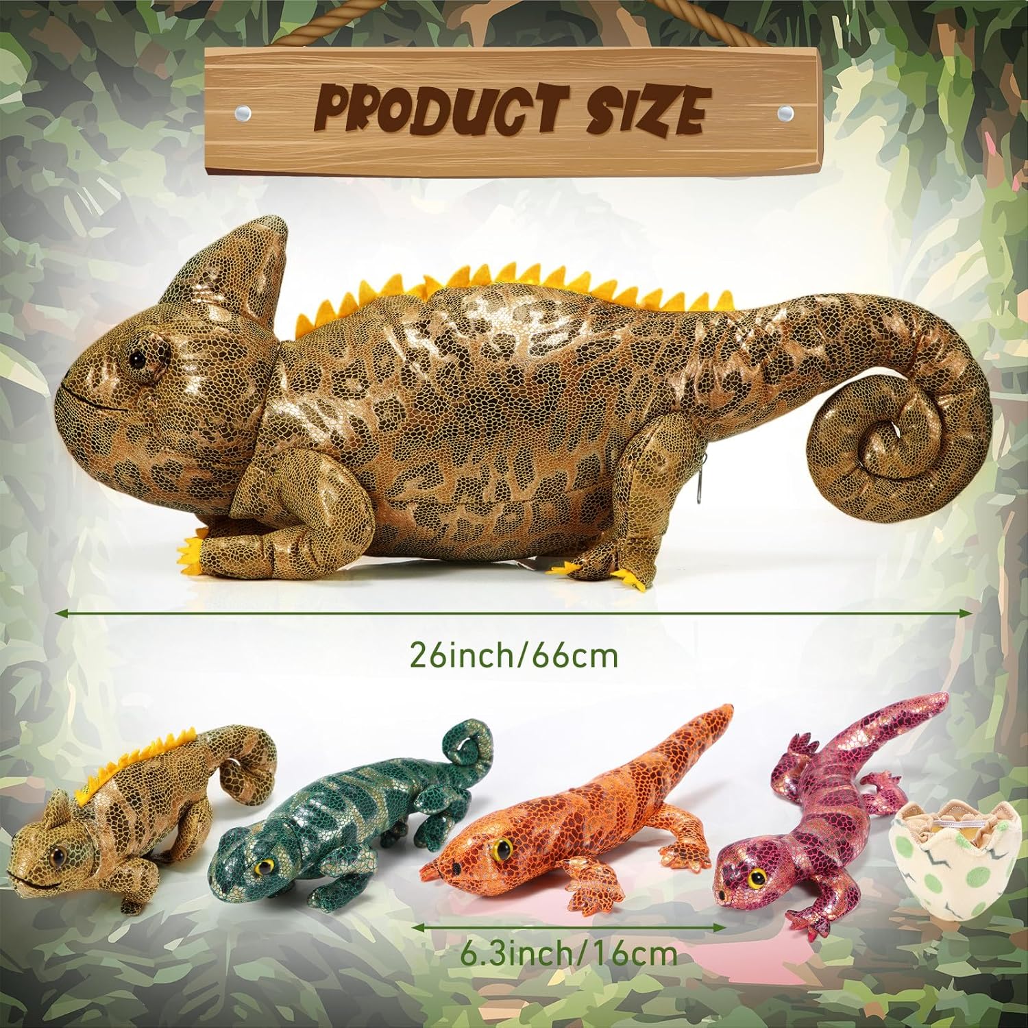 Lenwen 5 Piece Chameleon Plush Toy Set 26 Inch