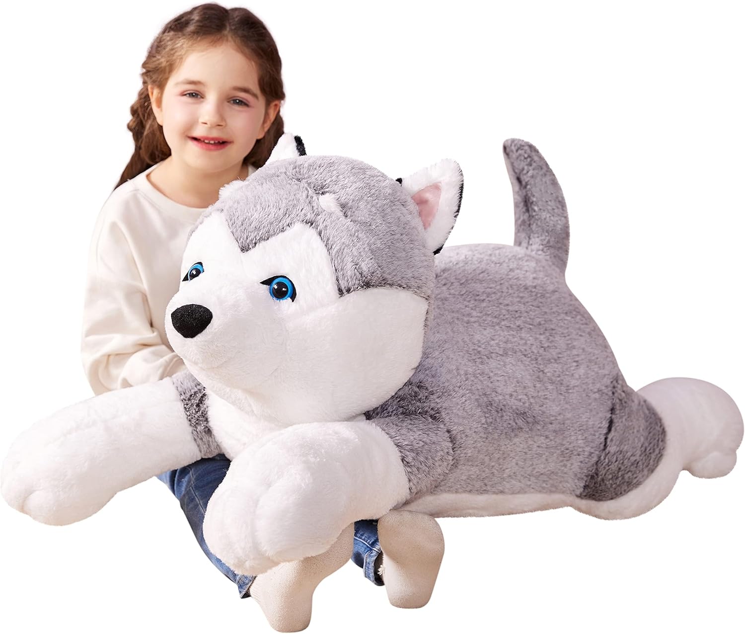 IKASA Giant Husky Plush Toy 30 Inch Big Size Stuffed Animal
