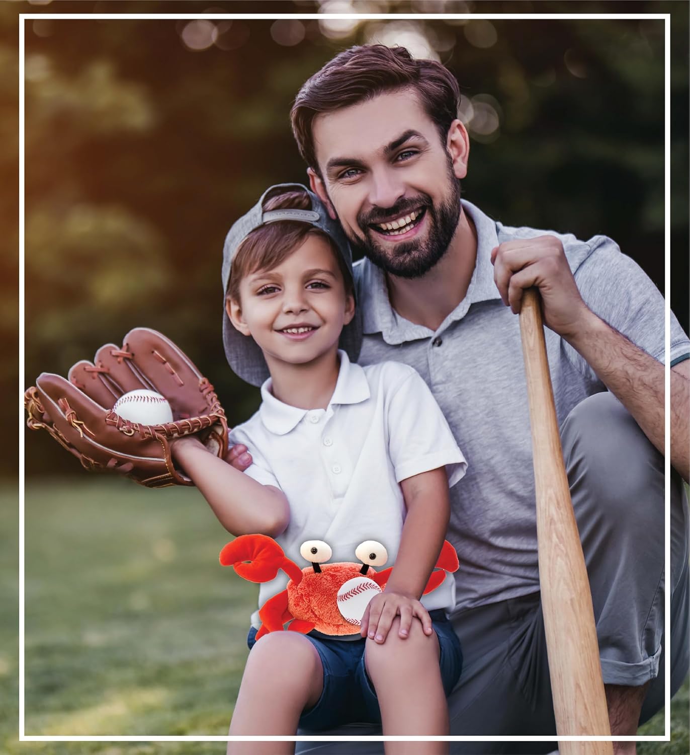 DolliBu Red Crab Stuffed Animal with Baseball - 12 Inches
