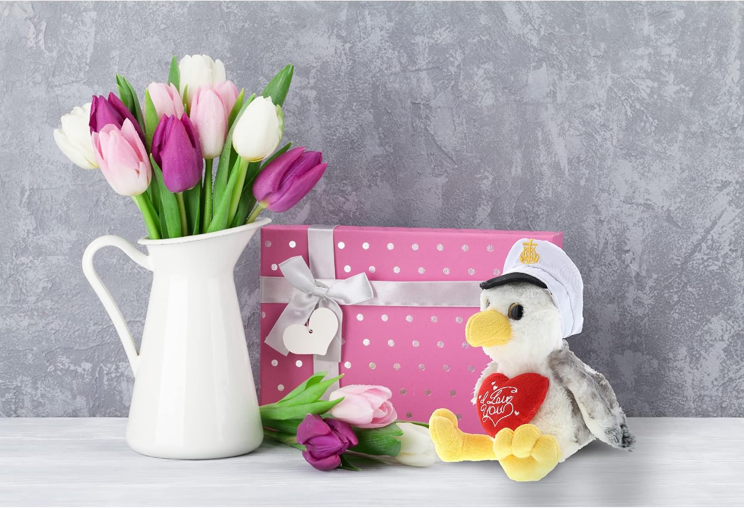 DolliBu I Love You Valentine Seagull Sailor Plush - 75 Inches