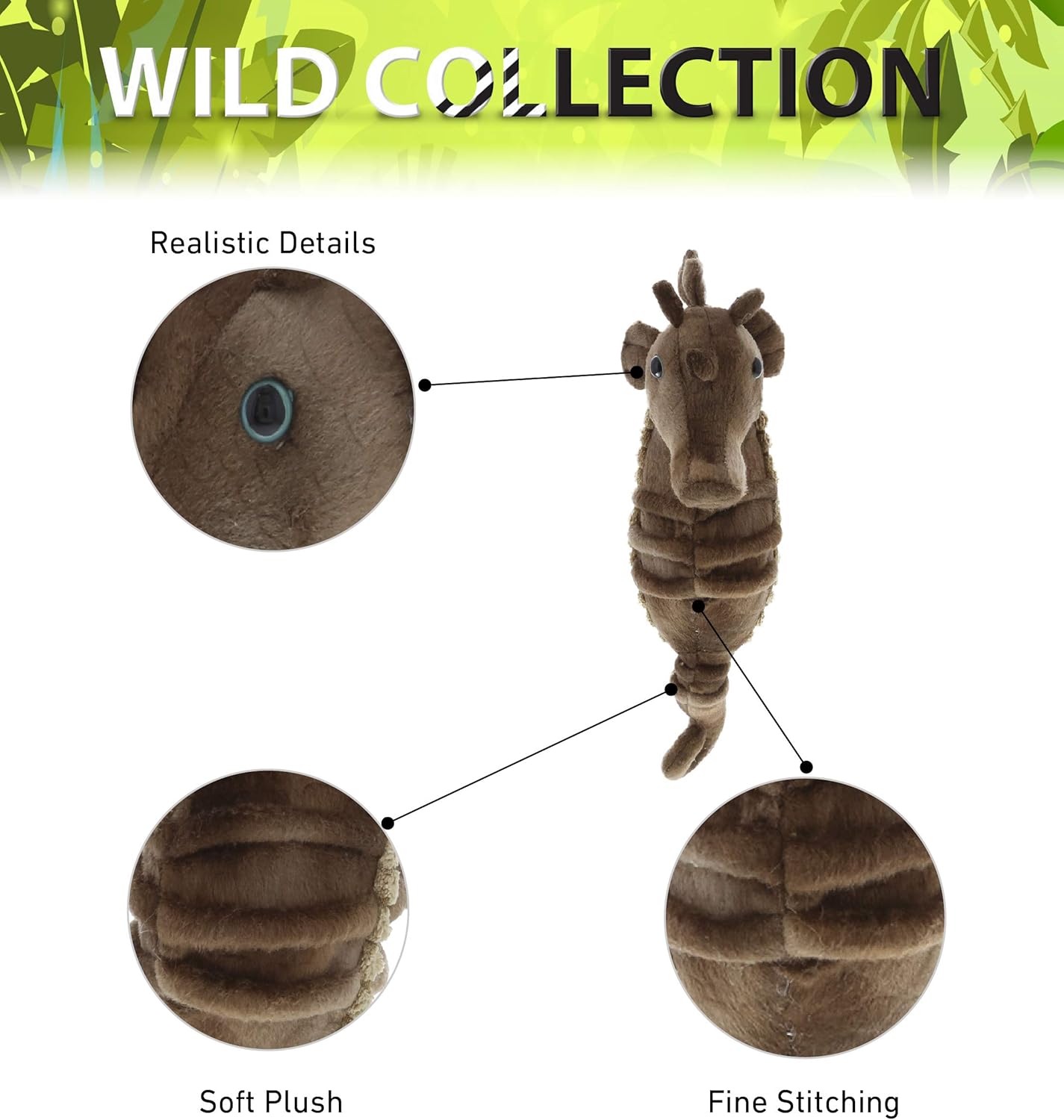 DolliBu Wild Stuffed Animals Soft Plush Collection - 12 Inch Brown Seahorse