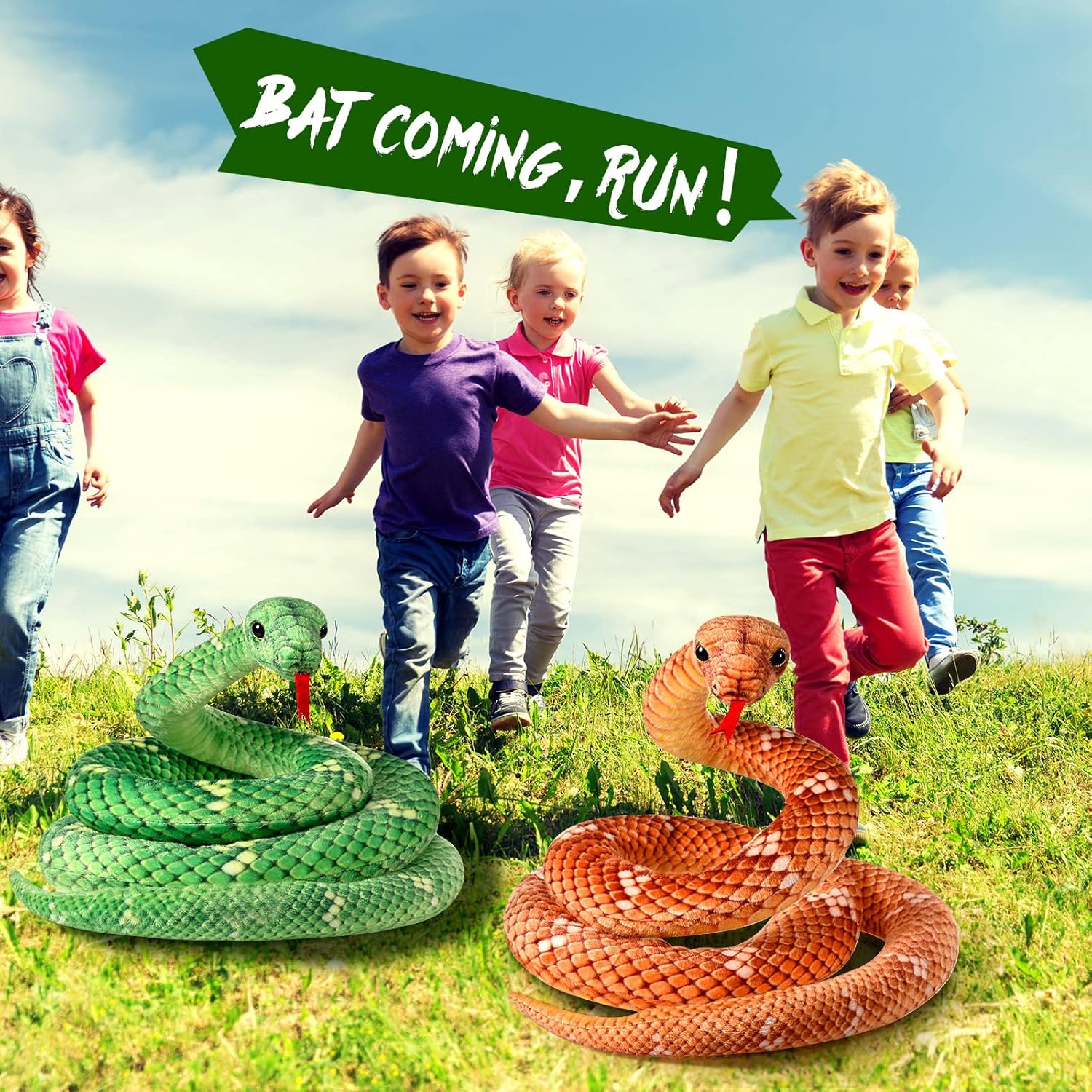 HyDren 2 Pcs Giant Plush Snake Toys for Kids