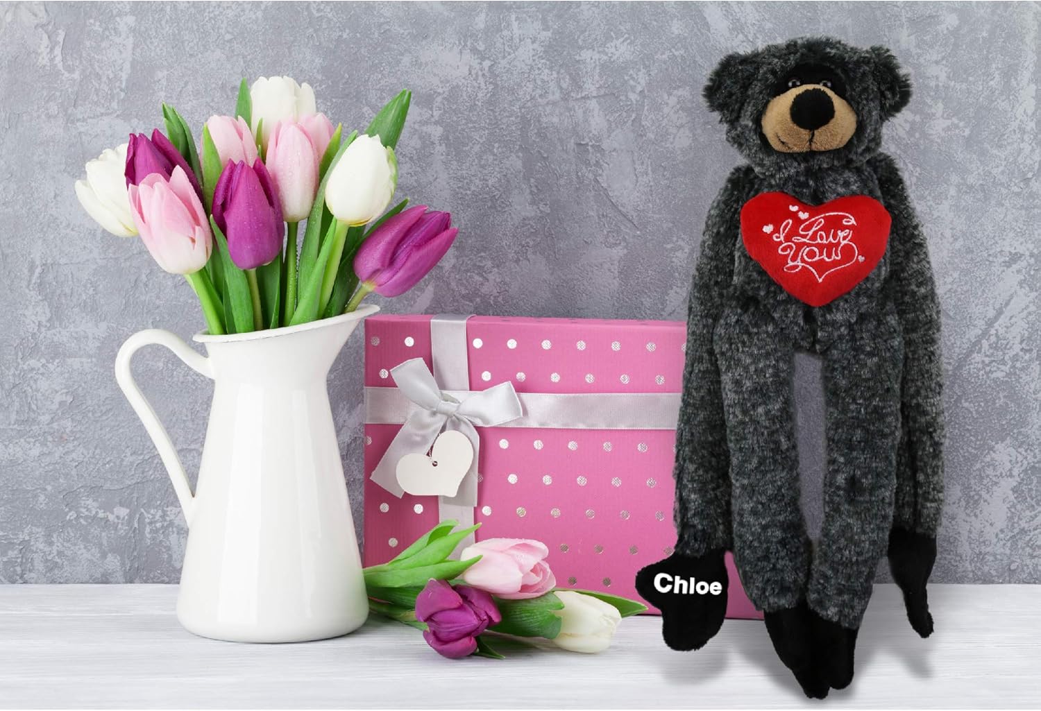DolliBu I Love You Valentine Black Bear Plush - 21 Inches