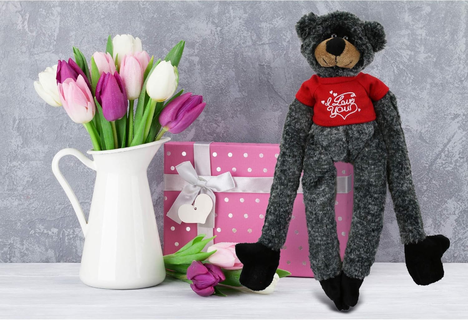 DolliBu I Love You Valentine Black Bear Plush - 21 Inches 1