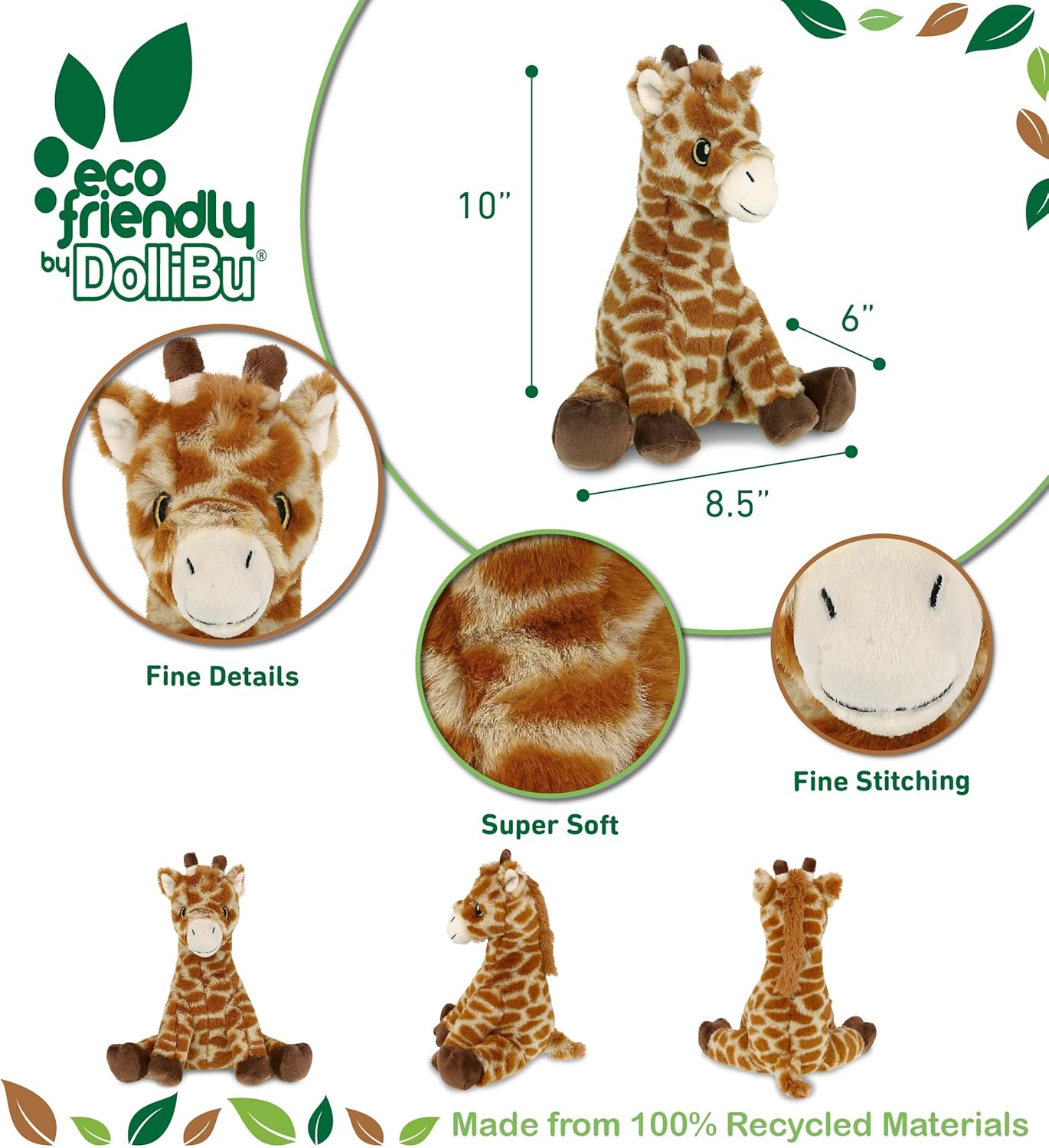 DolliBu Giraffe Plush Toy 10 Inches Soft and Realistic