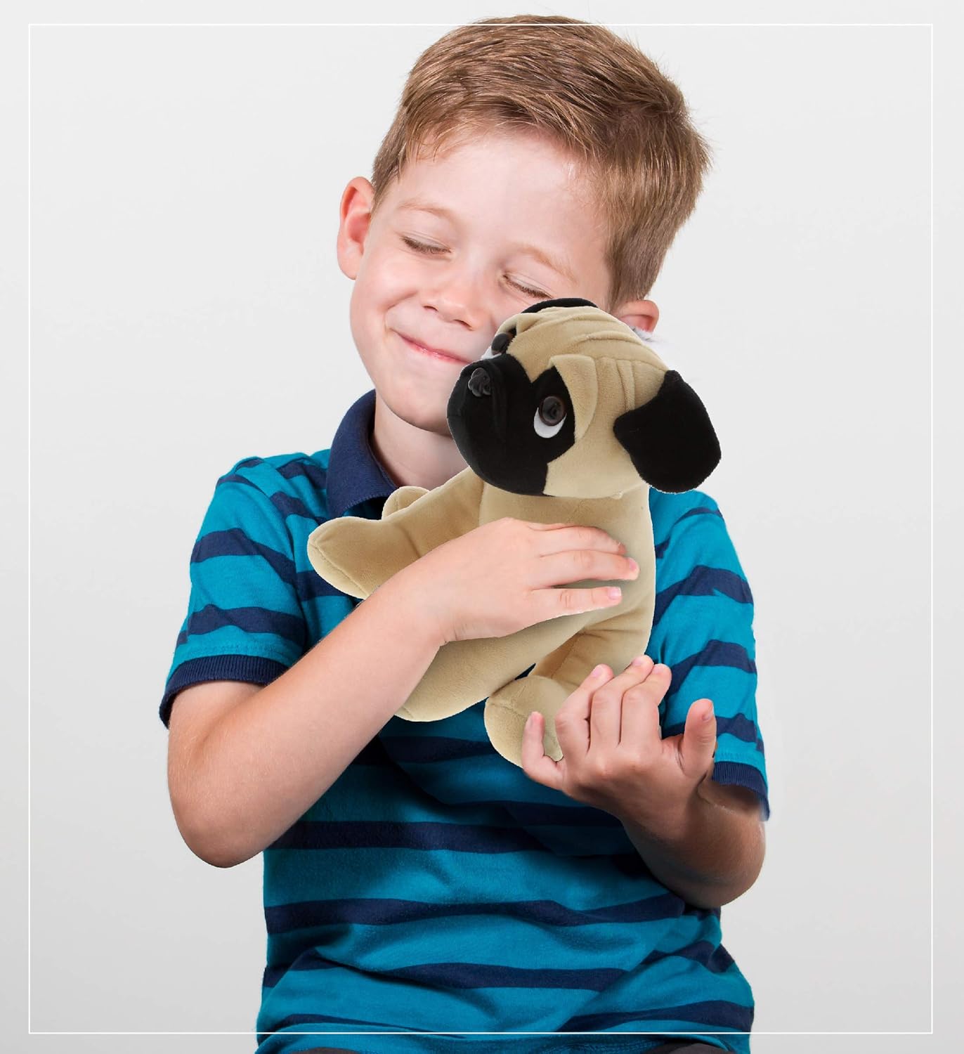 DolliBu 8 Inch Sitting Pug Plush Toy for Kids Adults