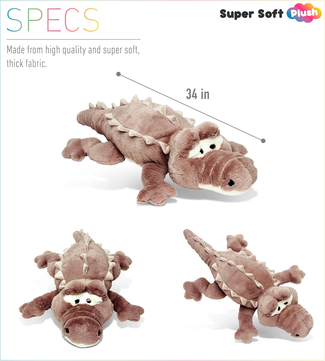 DolliBu Jumbo Alligator Plush Pillow 33 Inch
