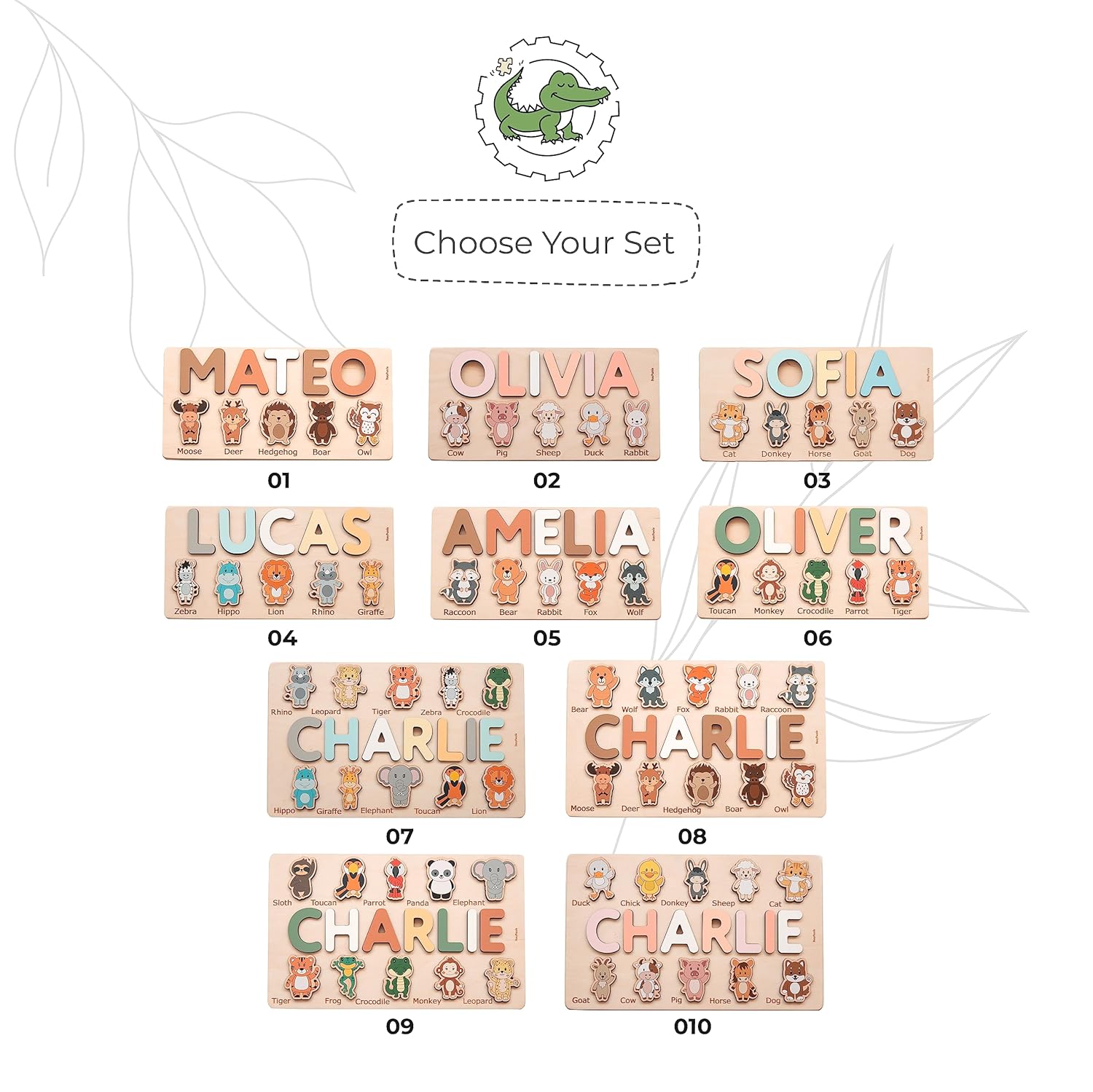 Personalized Baby Puzzle with Animal Figurines