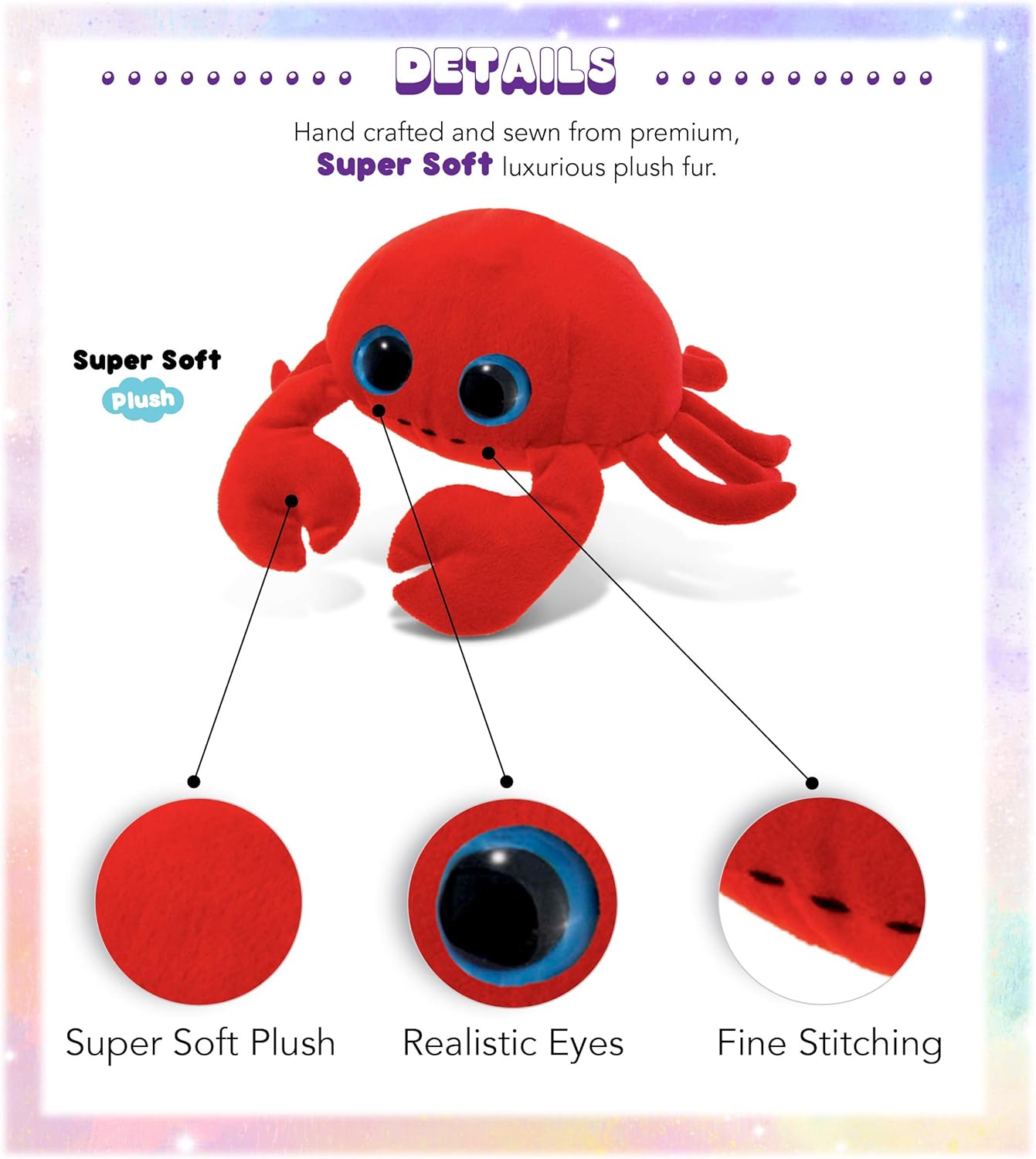 DolliBu Big Eye Red Crab Plush 6 Inch