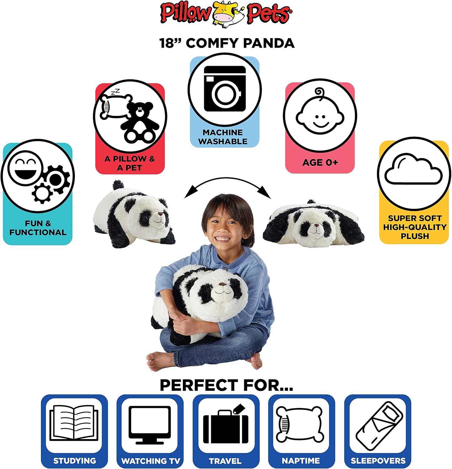 Pillow Pets Originals Comfy Panda Plush Toy 18 Inches