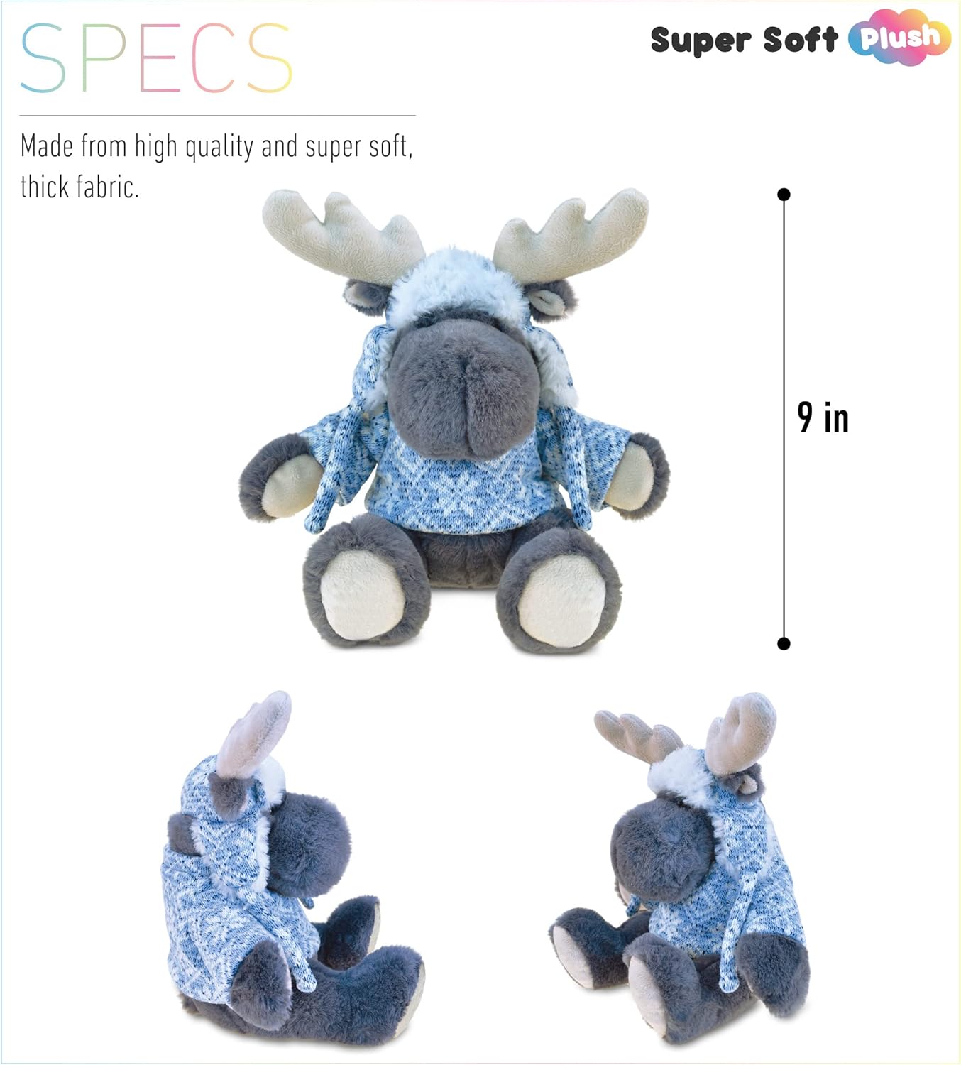 Puzzled DolliBu Plush Moose Toy - 9 Inches