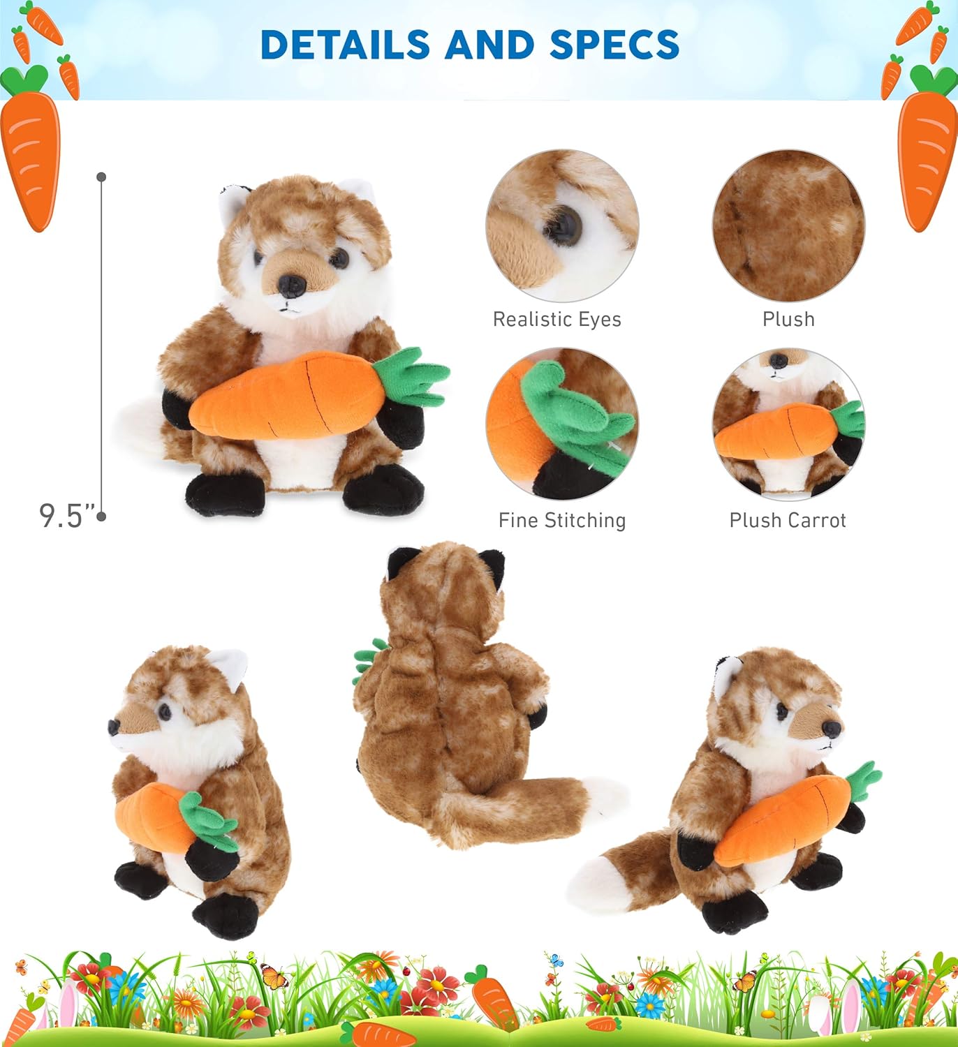 DolliBu Happy Easter Soft Plush Fox with Carrot 1